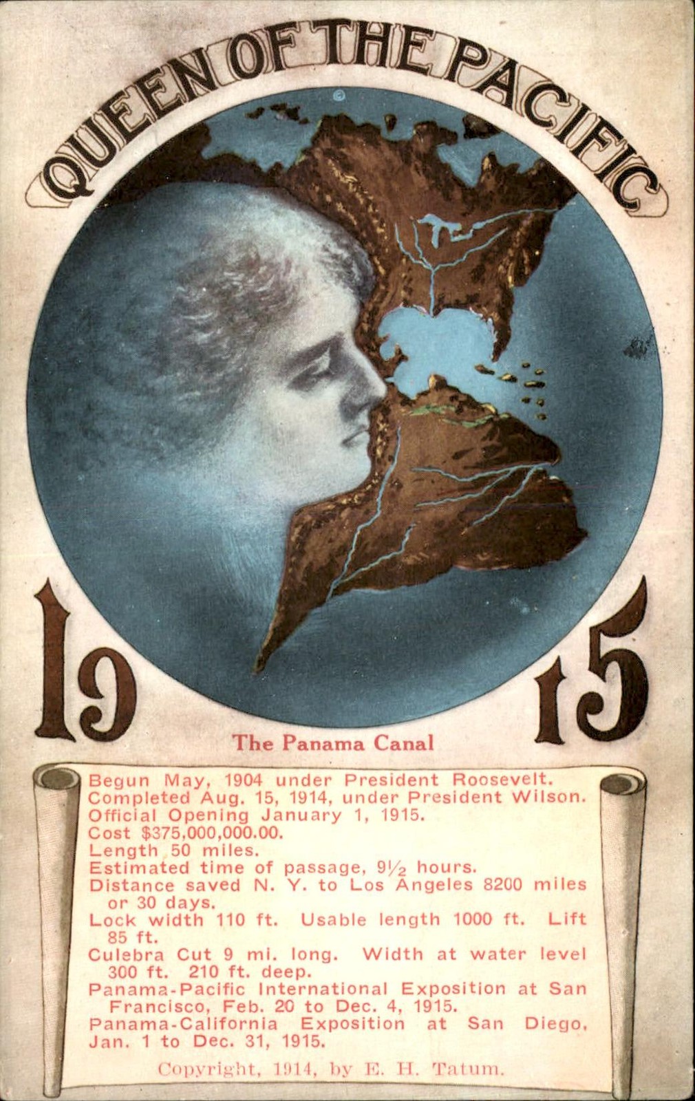 Panama Canal Van Ornum Queen of Pacific Metamorphic EXPO c1910s Postcard bhn Panama Canal Van Ornum Queen of Pacific Metamorphic EXPO c1910s Postcard bhn