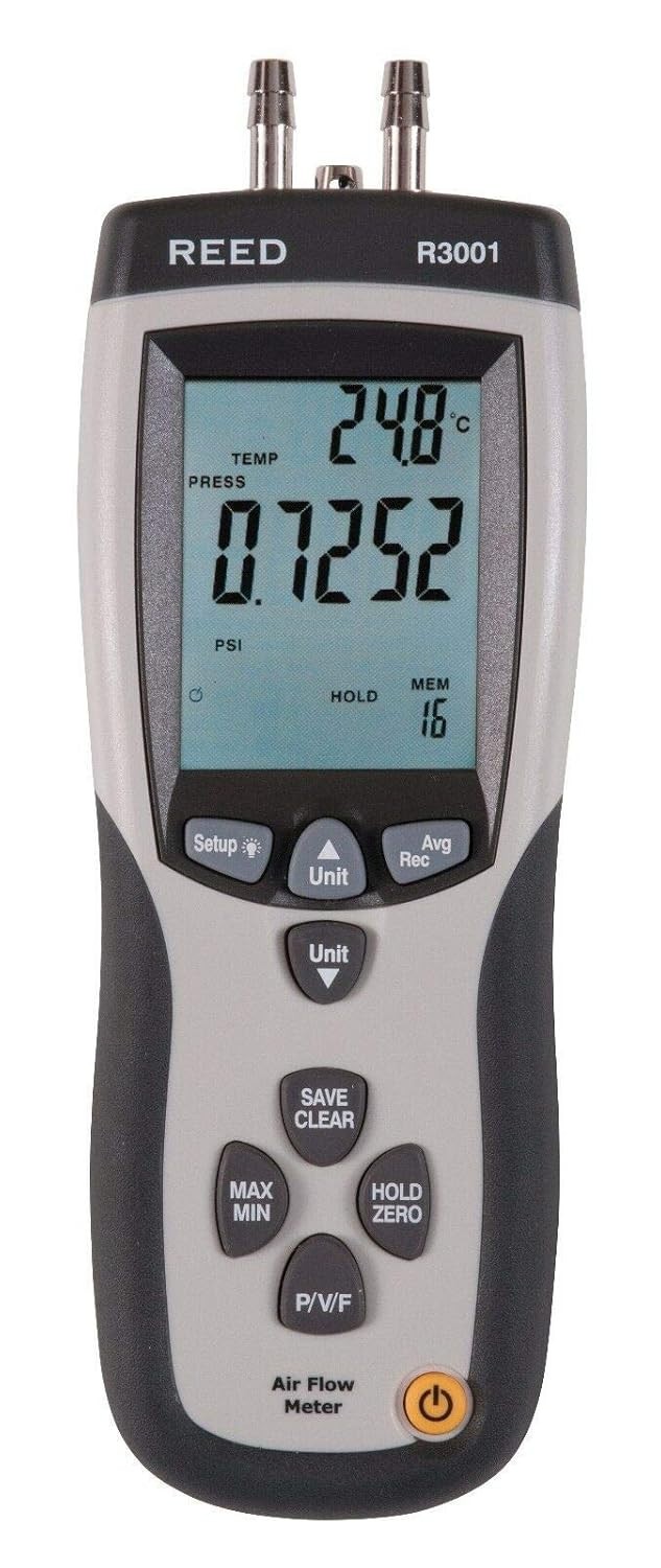 REED Instruments R3001 Pitot Tube Anemometer/Differential Manometer Air Volume REED Instruments R3001 Pitot Tube Anemometer/Differential Manometer Air Volume