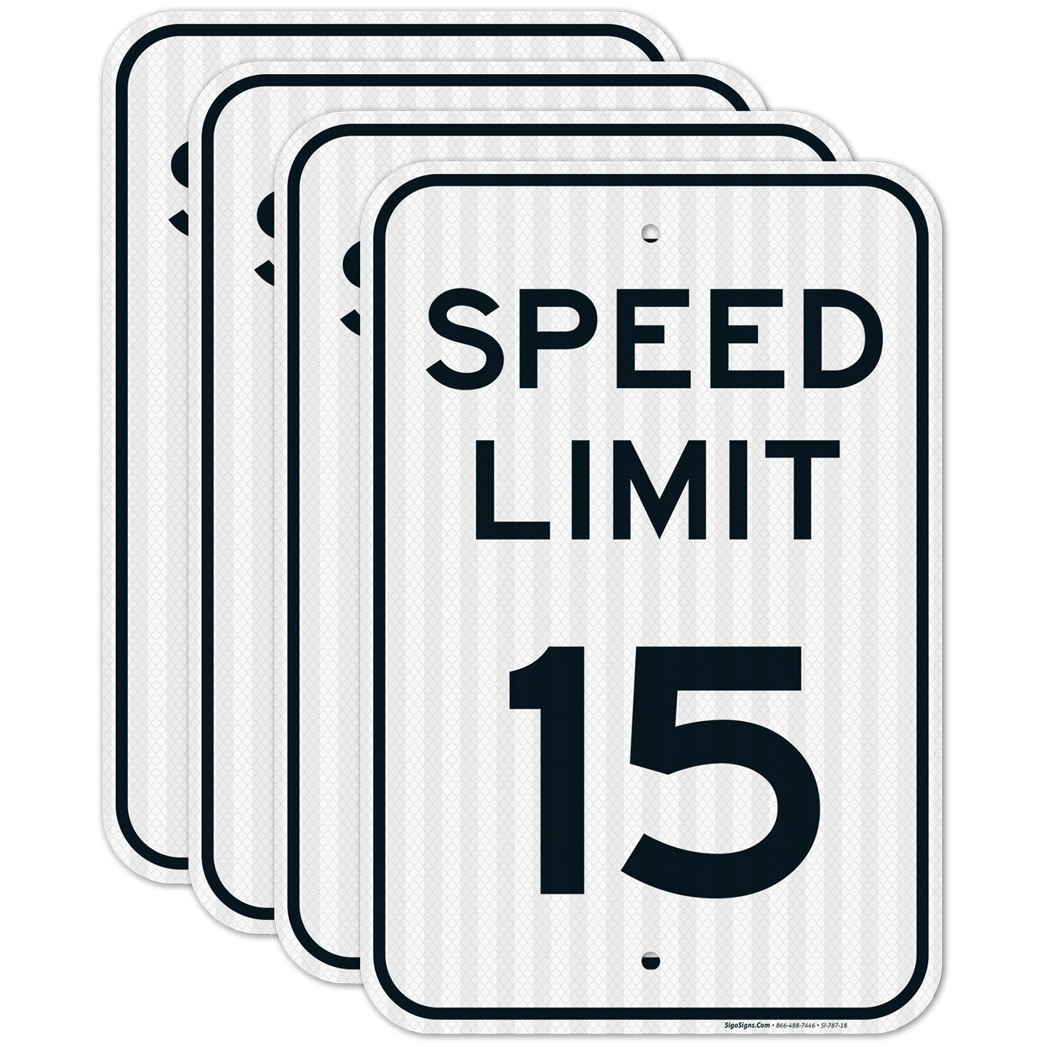 Speed Limit 15 MPH Sign, (4 Pack) 12x18 Reflective Aluminum Speed Limit 15 MPH Sign, (4 Pack) 12x18 Reflective Aluminum