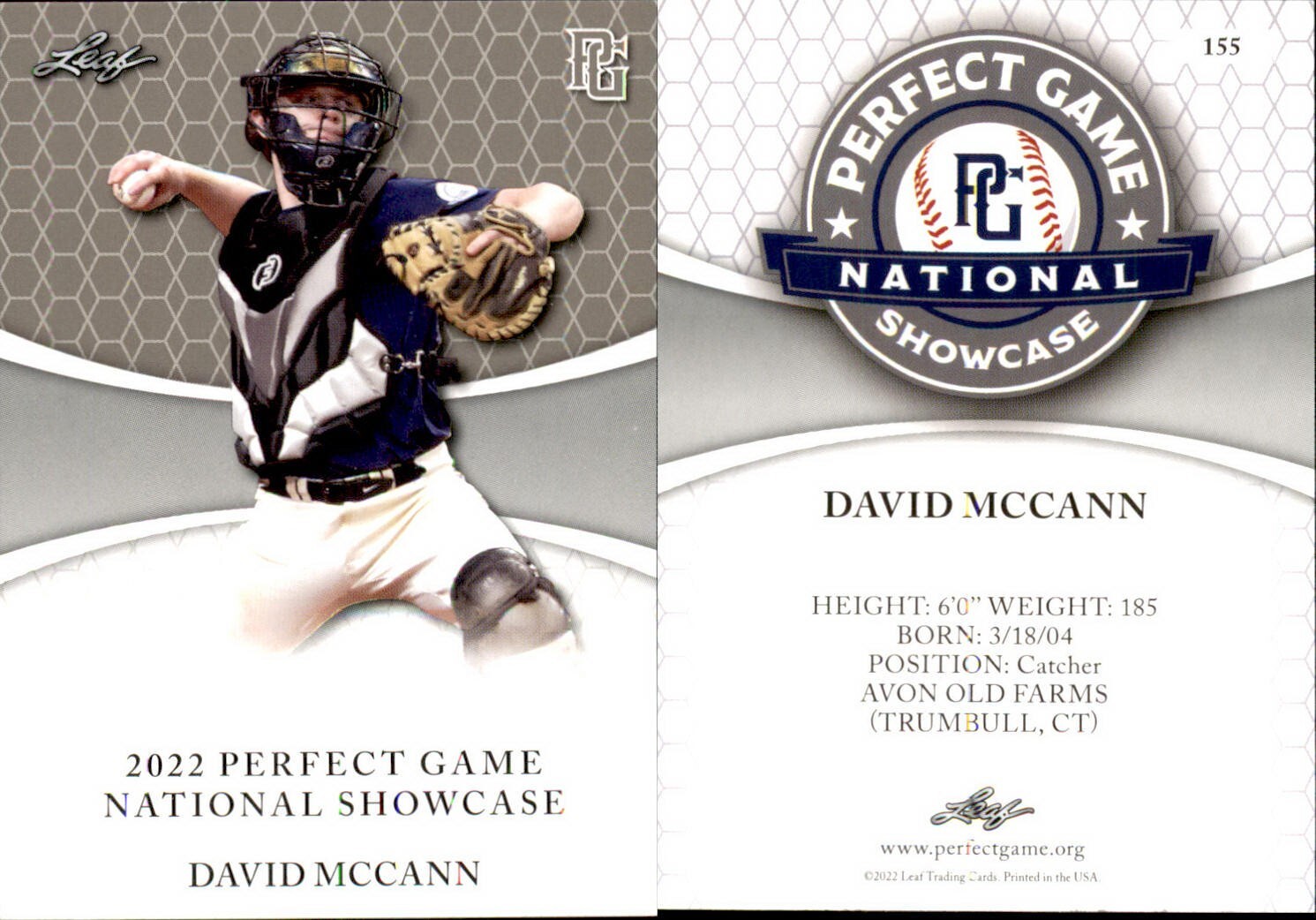DAVID MCCANN 2022 LEAF PERFECT GAME \ DAVID MCCANN 2022 LEAF PERFECT GAME \