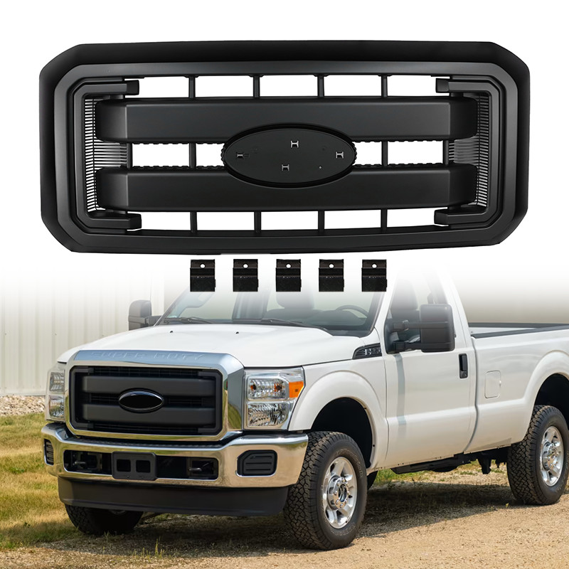 Front Radiator Grille For 2011-2016 F250 F350 F450 F550 Super Duty Matte Black