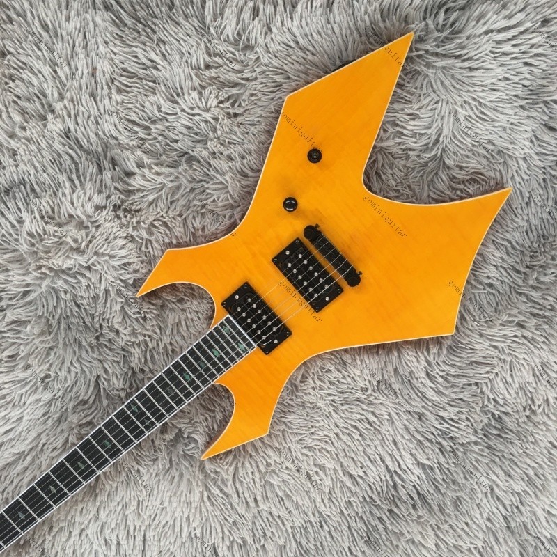 solid warlock electric guitar yellow HH pickups rosewood fretboard 
