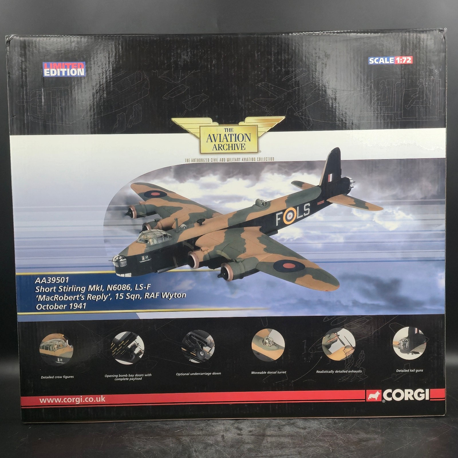 Corgi 1:72 Short Stirling MkI MacRoberts Reply 15 Sqn RAF Wyton 1941 AA39501 NIB