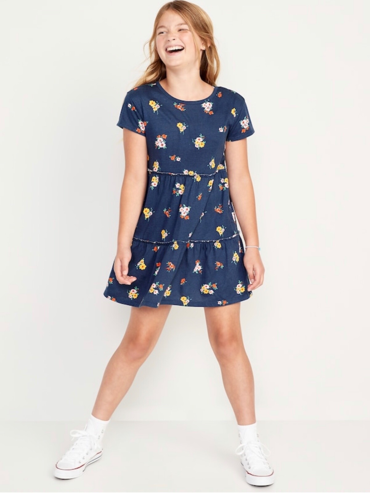 Old Navy Kids Girls Size Large (10-12) Blue Floral Tiered Short Sleeve Dress $20 Old Navy Kids Girls Size Large (10-12) Blue Floral Tiered Short Sleeve Dress $20