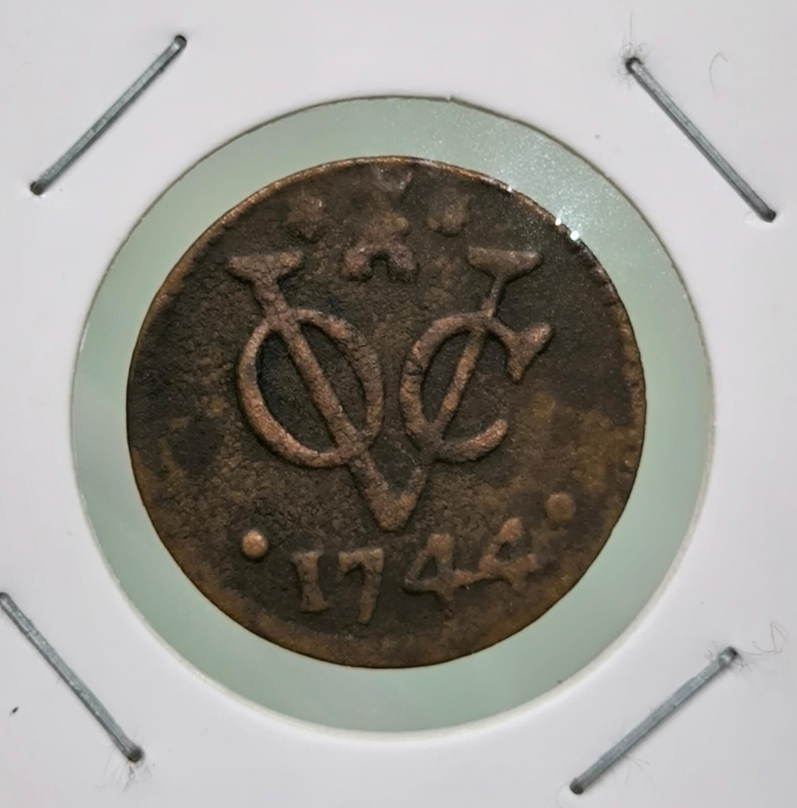 1744 Dutch Netherlands Colonial Voc Duit New York Penny ZEELAND Coin_N44