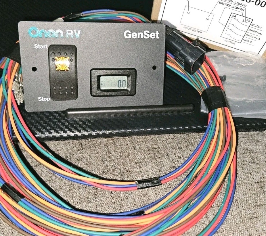 REMOTE GAS START SWITCH PANEL ONAN SILENT HOUR METER W/ 25\' HARNESS 8PIN PLUG 