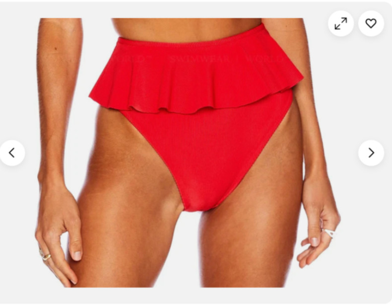 NEW BEACH RIOT \'Daisy\' Ribbed Ruffle Bikini Bottoms Red Size XS