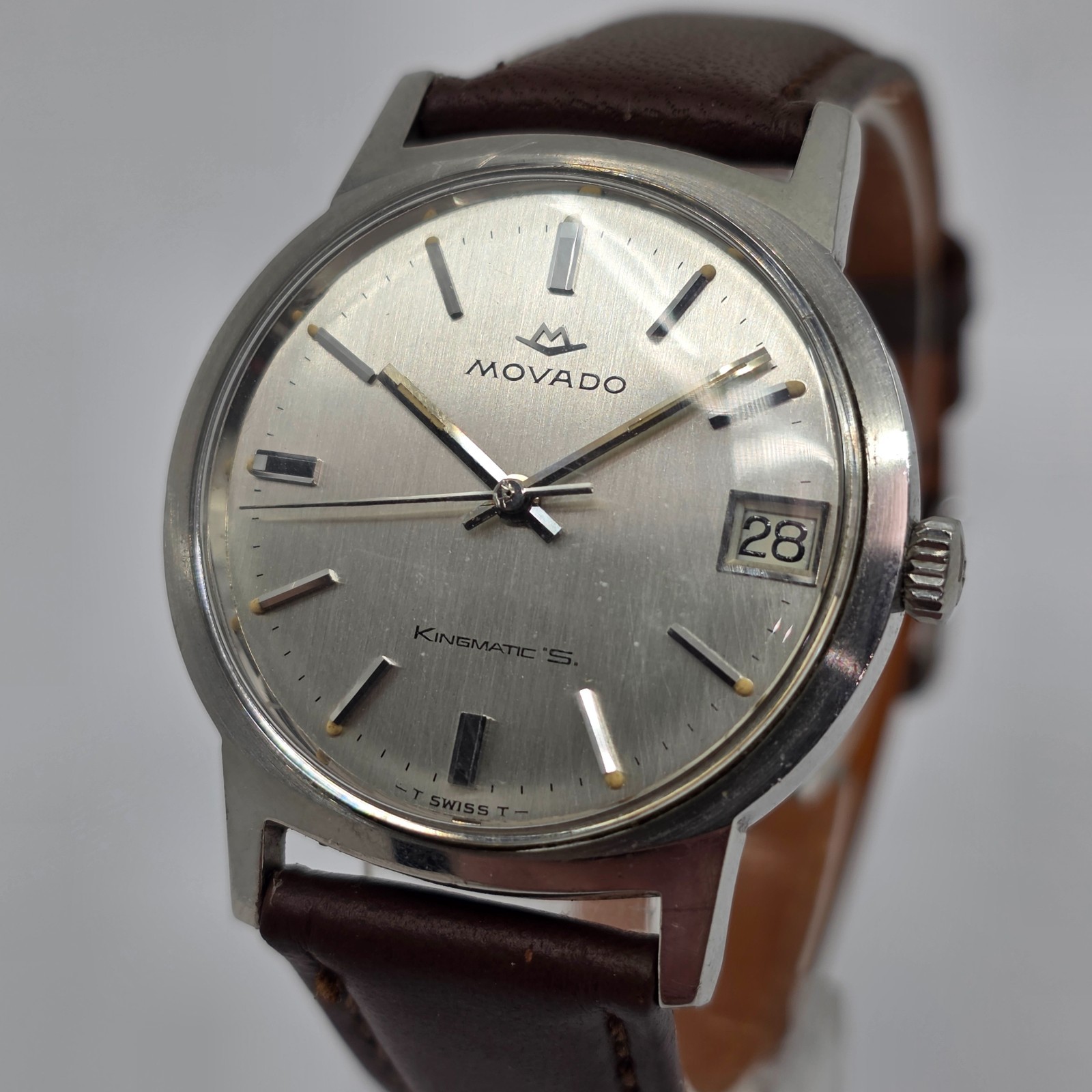 Vintage 1960’s Movado Kingmatic S Sub Sea Mens 34mm Steel Automatic Watch