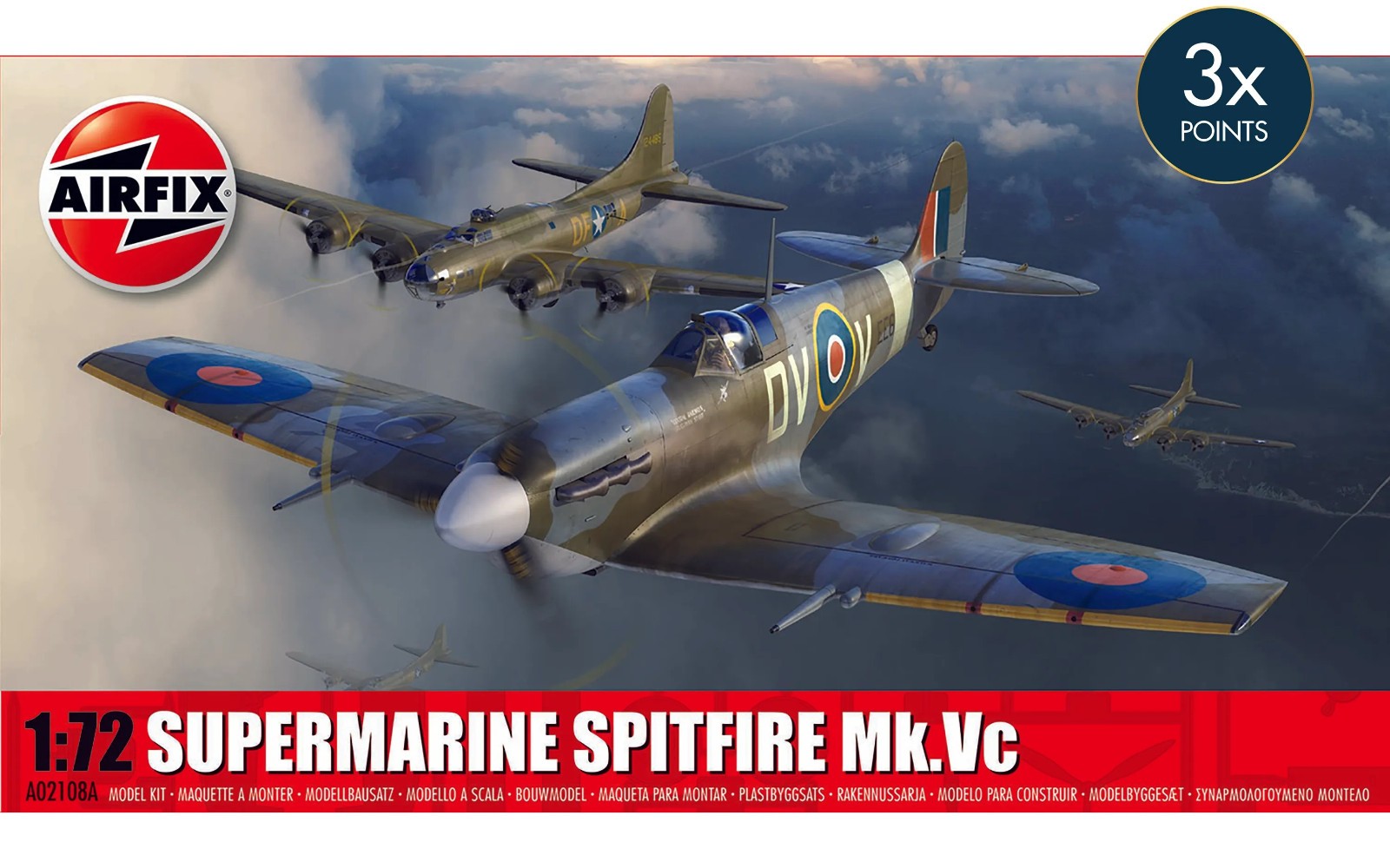 Airfix Supermarine Spitfire Mk.Vc 1:72 Scale Plastic Model Airplane Kit A02108A
