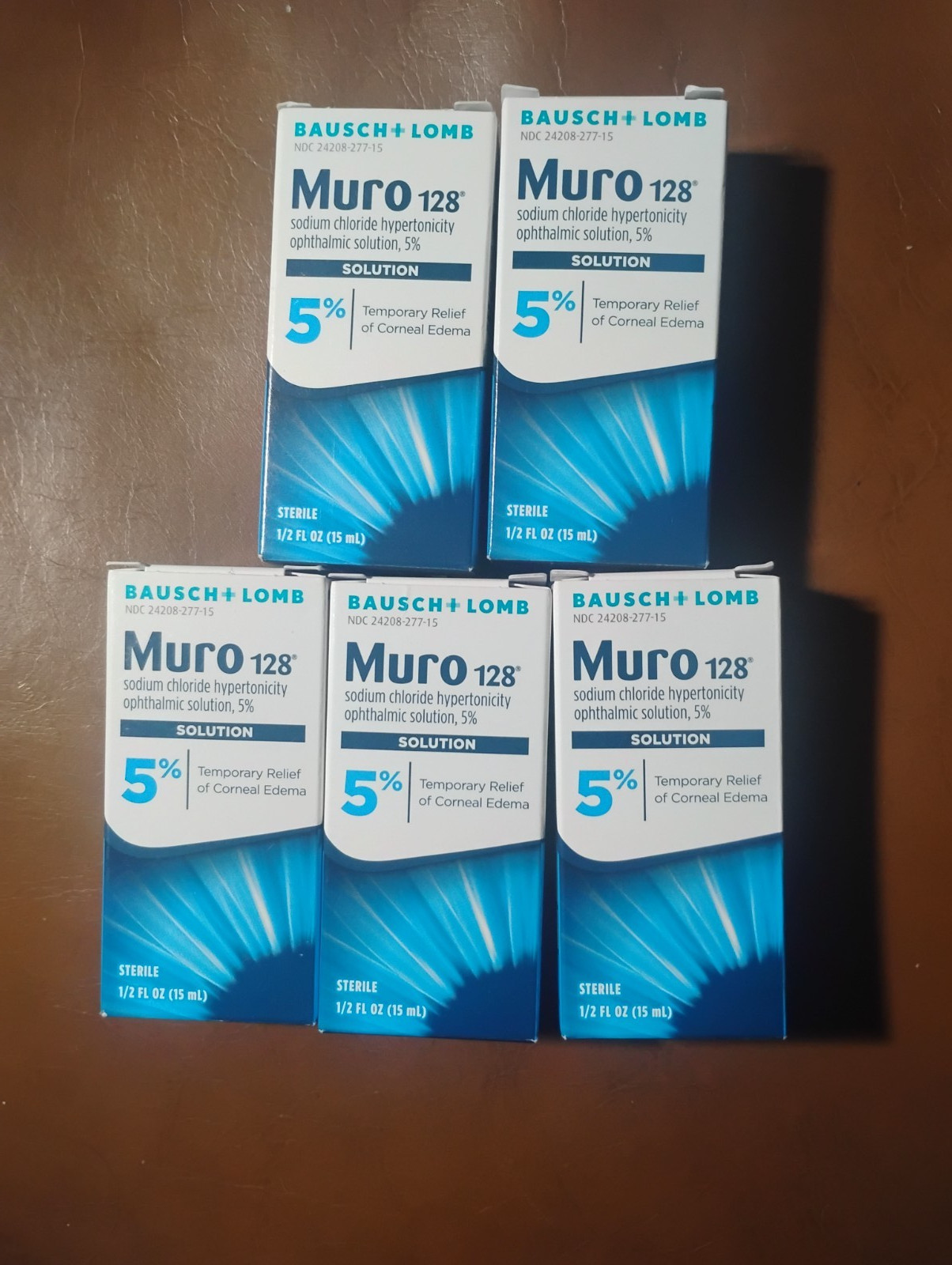 5-PACK: Bausch + Lomb Muro 128 5% Ophthalmic SOLUTION (1/2 oz) Exp: 12/2028+