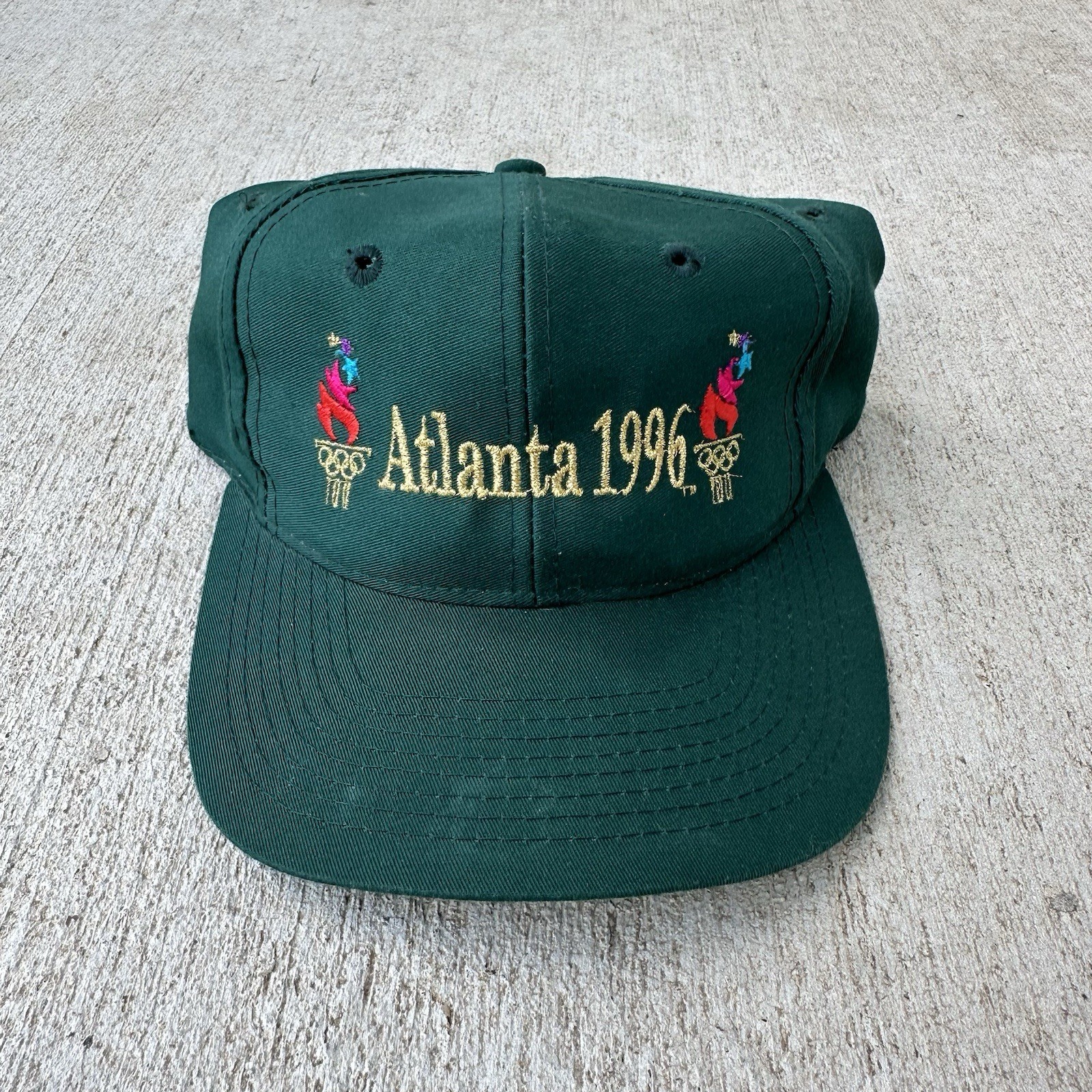 Vintage 1996 Atlanta Olympics SnapBack Hat Cap Green One Size
