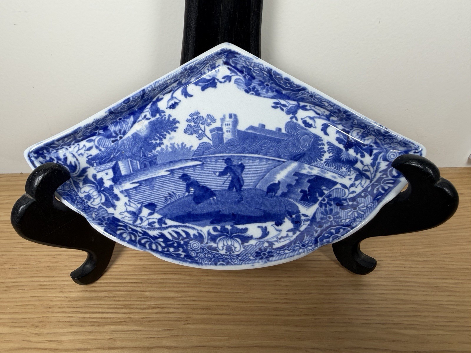 Vintage Copeland Spode Blue Italian Triangular Serving Bowl 6.5” England