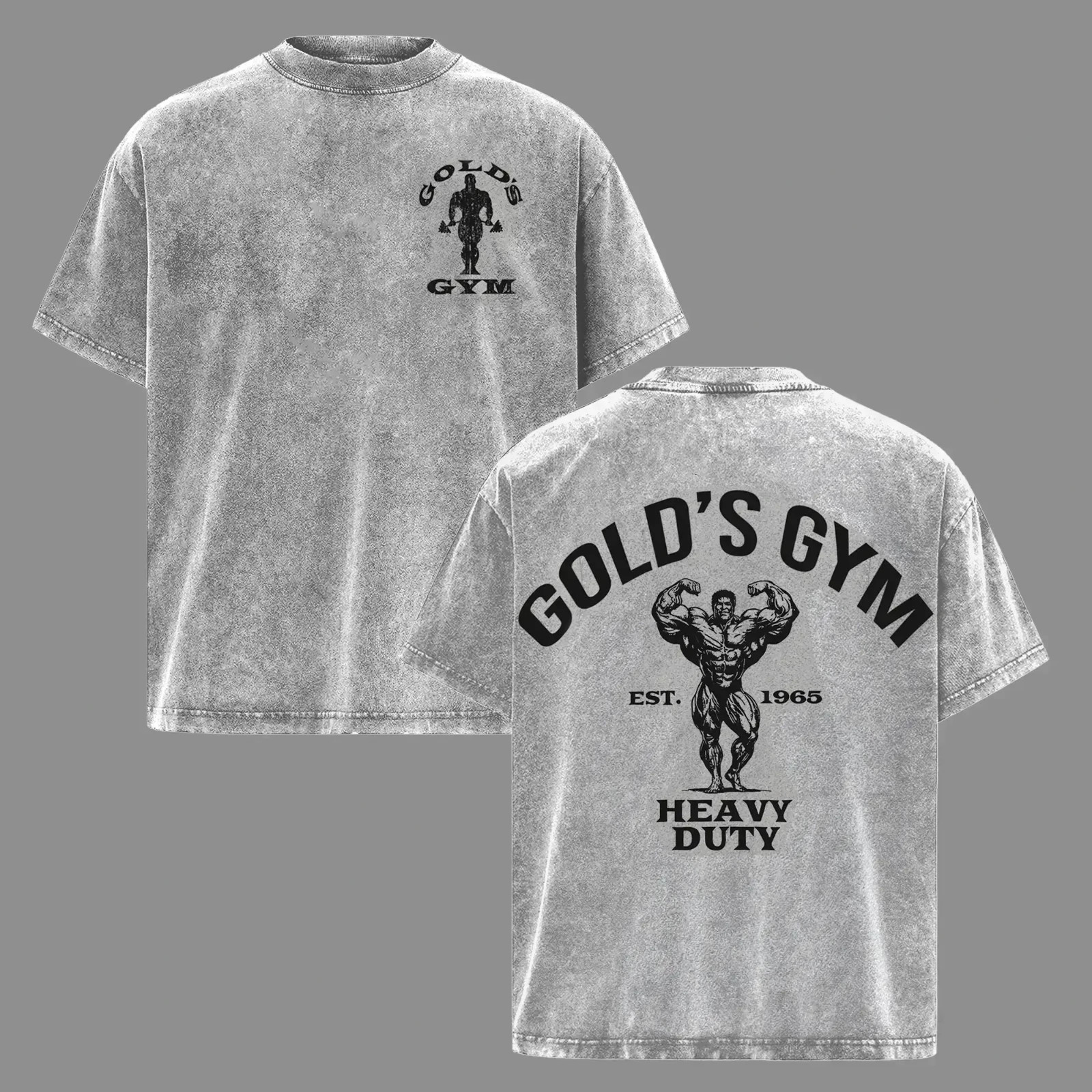 Men's Heavy Duty Gold's Gym Oversize Washed Crewneck Gym Tee - Premium Athletic