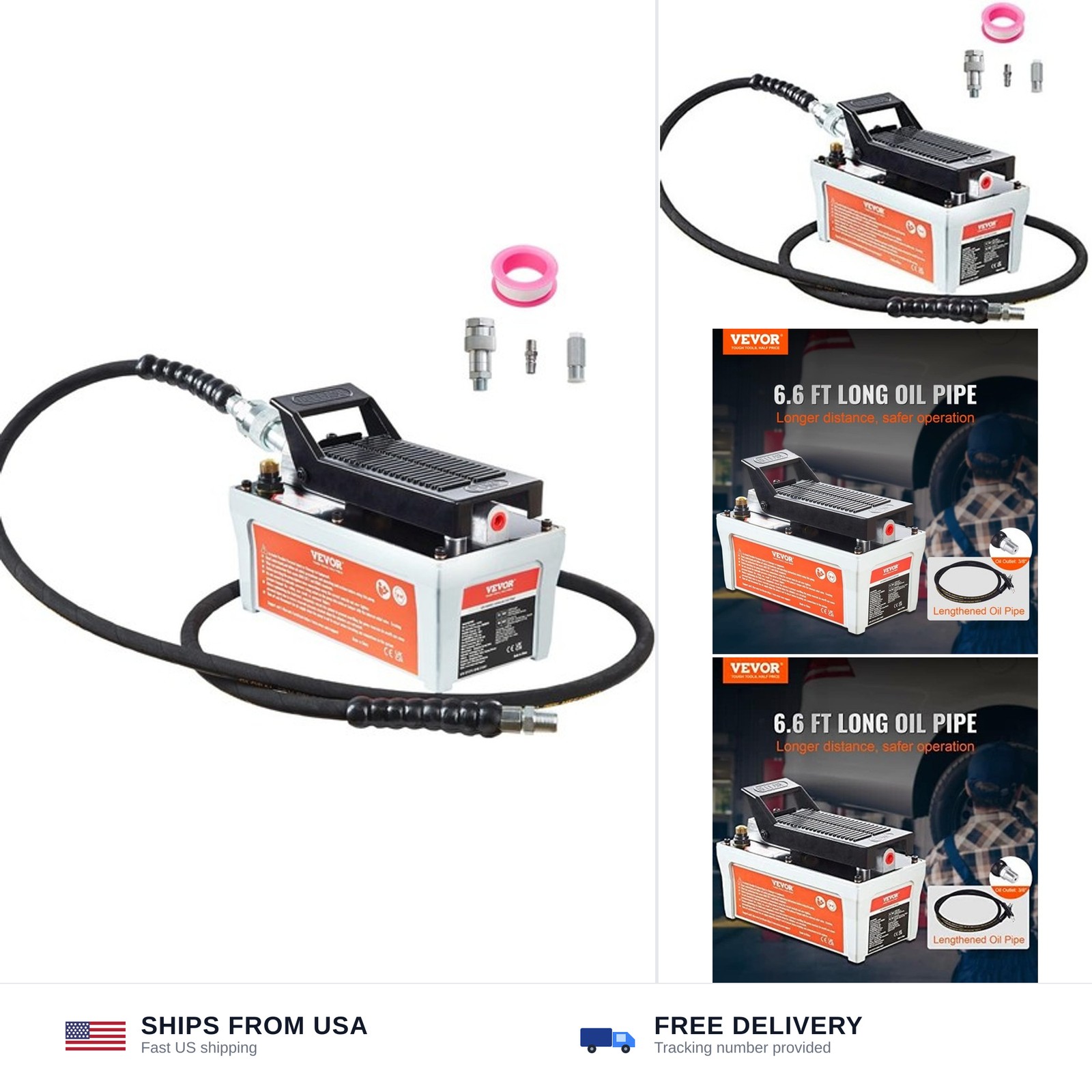VEVOR Air Hydraulic Pump, 10,000 PSI 1/2 Gal Reservoir, NPT 3/8 VEVOR Air Hydraulic Pump, 10,000 PSI 1/2 Gal Reservoir, NPT 3/8