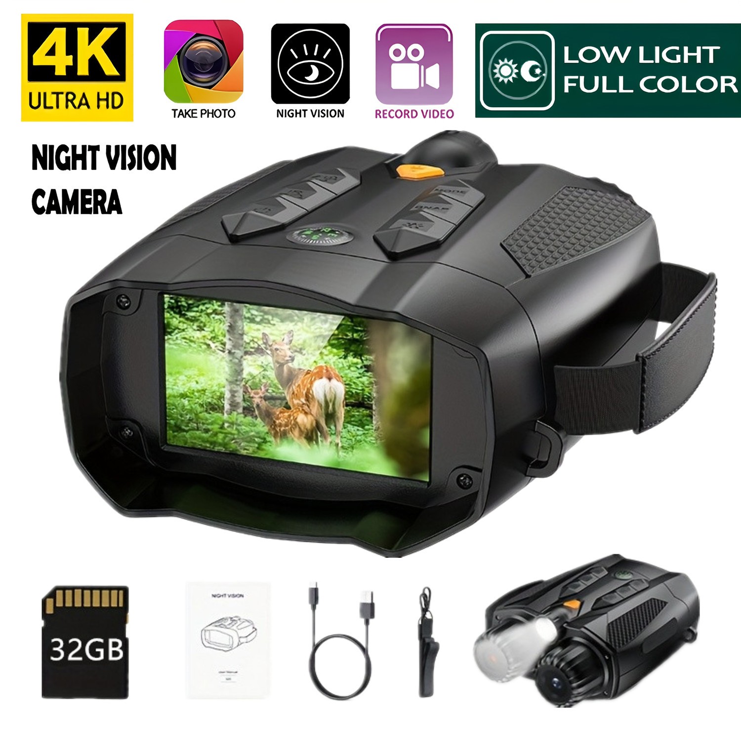 Binoculares de visión nocturna 4K, gafas de visión nocturna infrarrojas. neuvo.