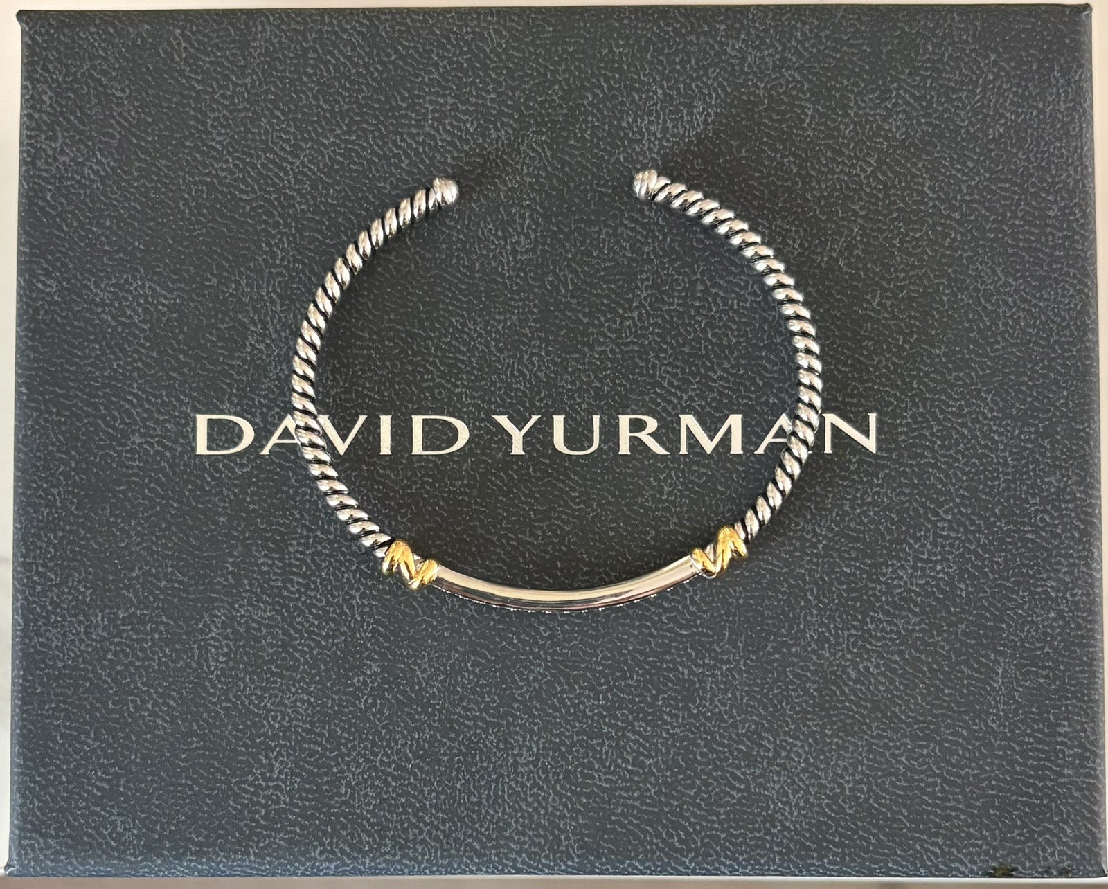 David Yurman Helena Bracelet Cuff Sterling Silver w/ 18K Gold & Diamonds sz M