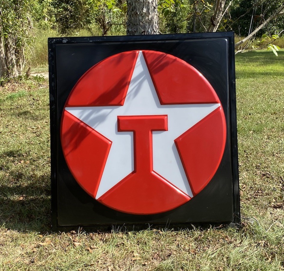 VTG Texaco Illuminated Gas Station Sign 59”x61.25” Large Scale Lighted In Cage