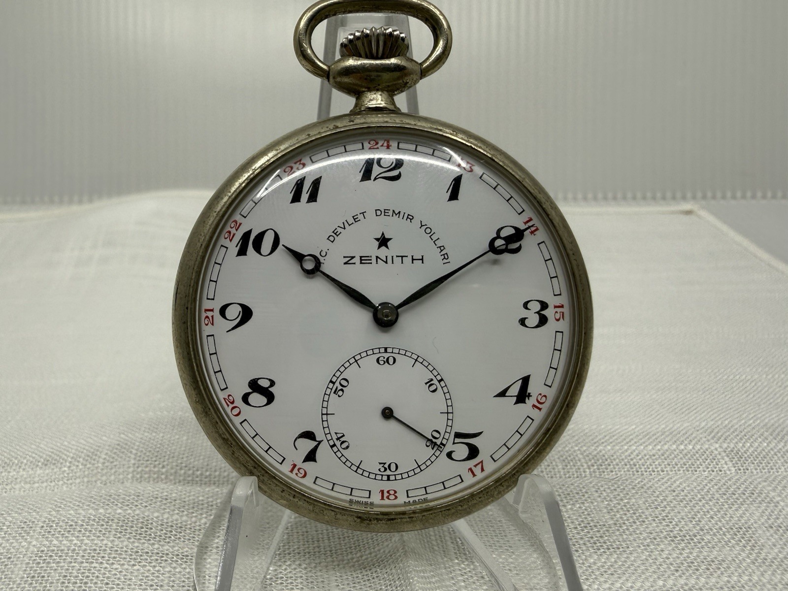 c1958 Zenith TCDD Turkish State Railways 15J Sz 16 Pocket Watch - Mint Dial