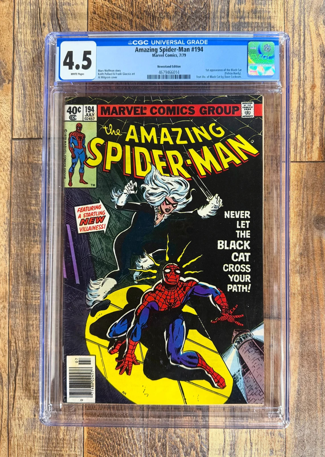 Amazing Spider-Man #194 CGC 4.5 Newsstand 1979 1st Black Cat Felicia Hardy