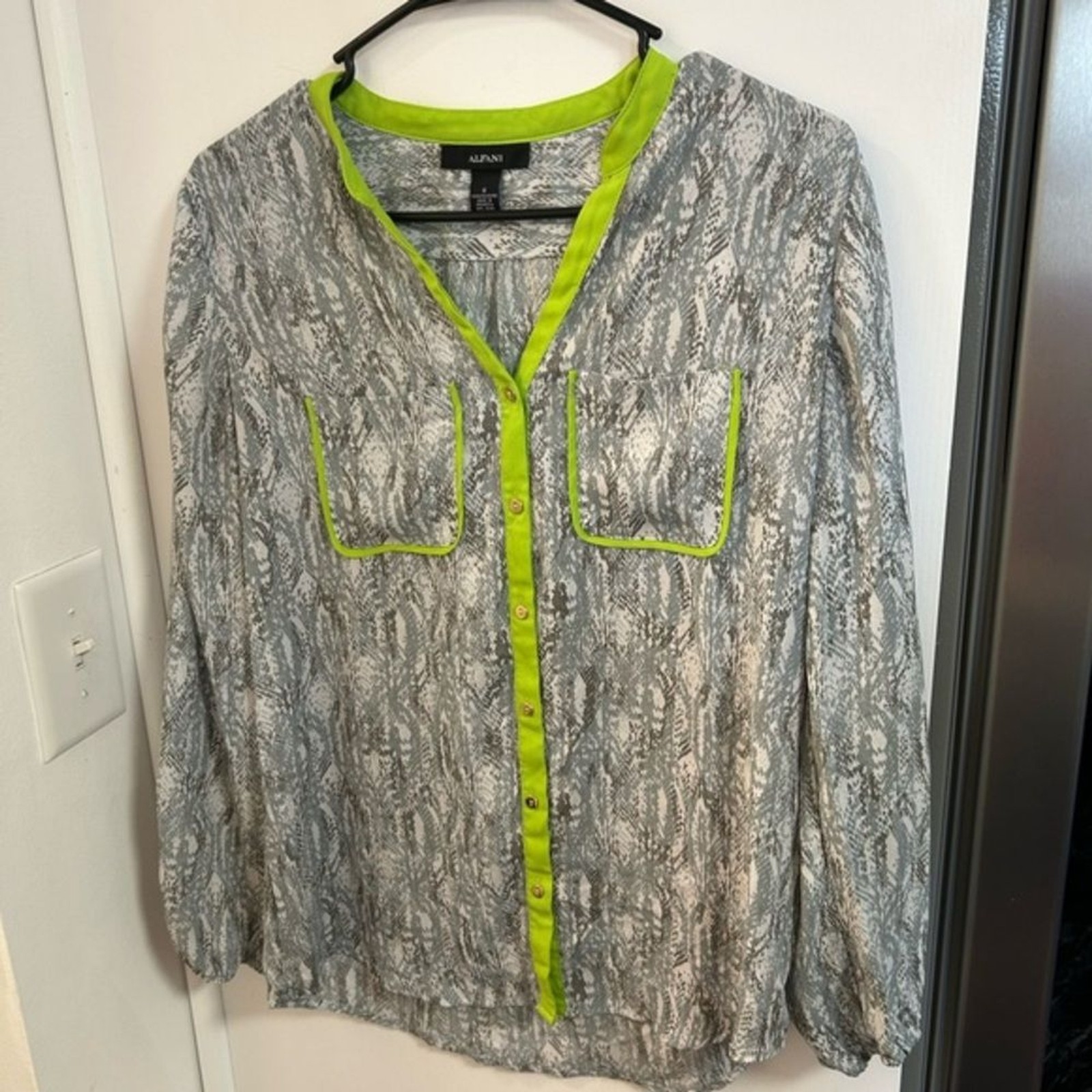 Alfani Gray and Lime Blouse Alfani Gray and Lime Blouse