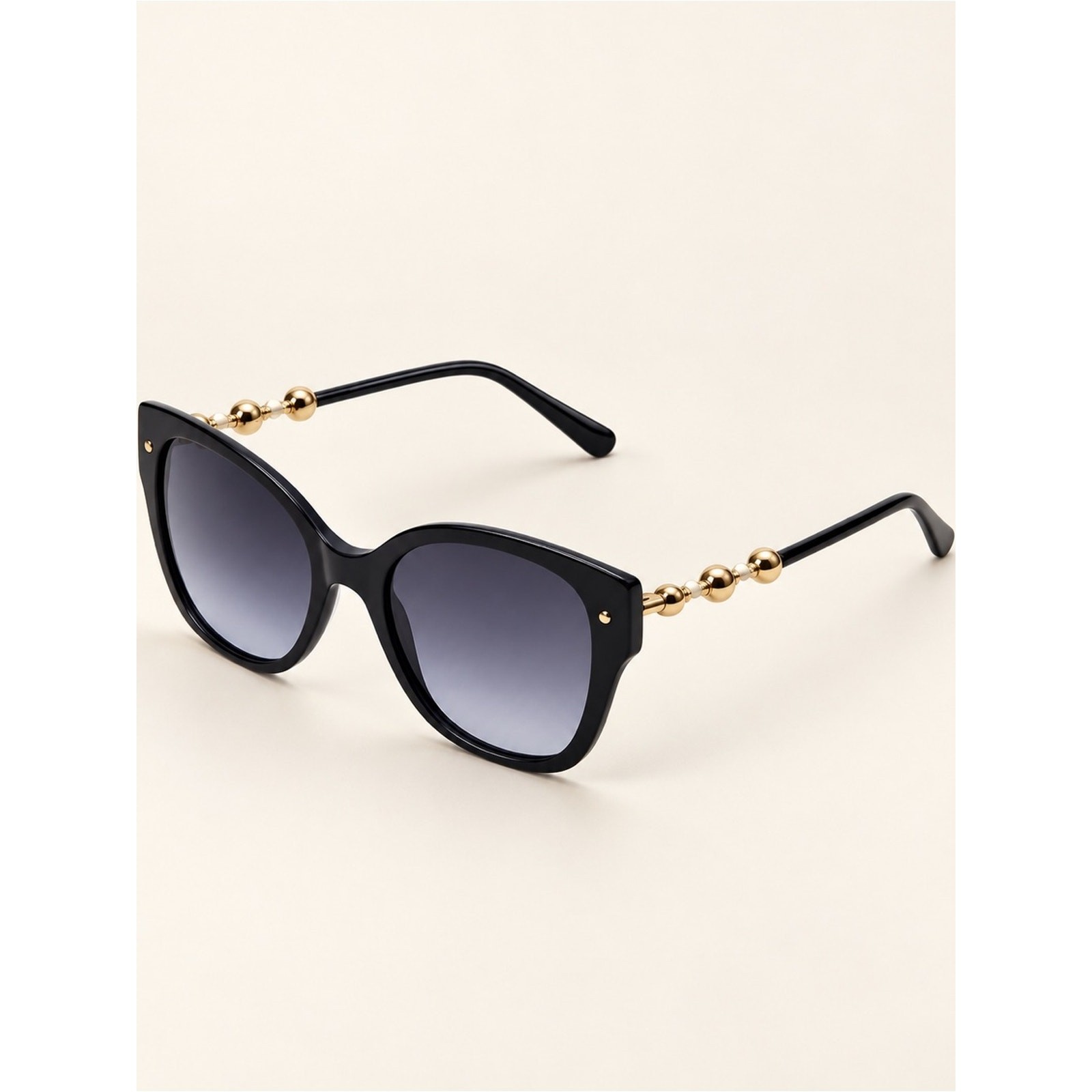 Carolina Herrera Black Cateye Sunglasses with Purple Gradient Lenses