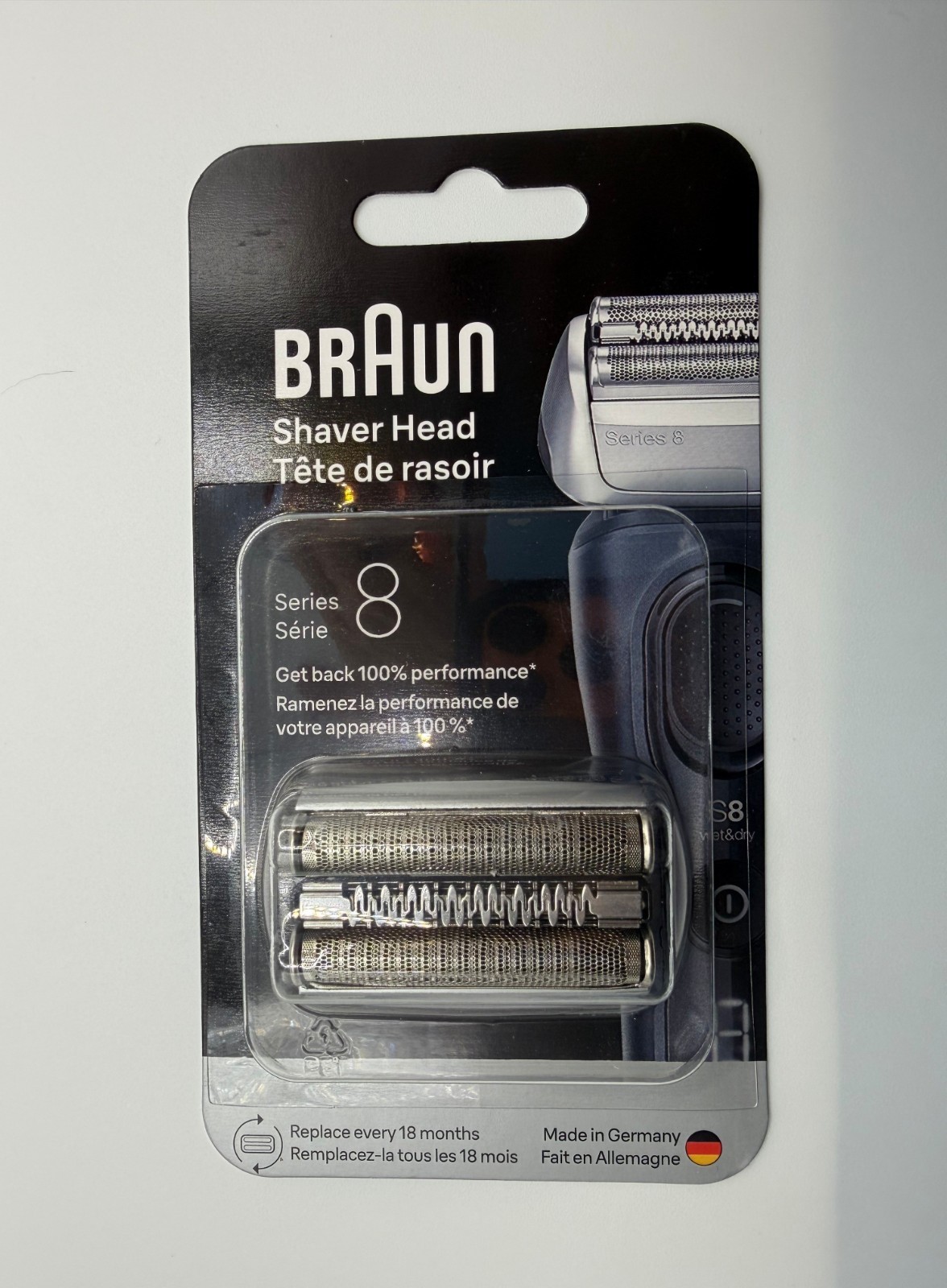 Genuine BRAUN Series 8 83M Electric Shaver Head Replacement - Silver - Brand New