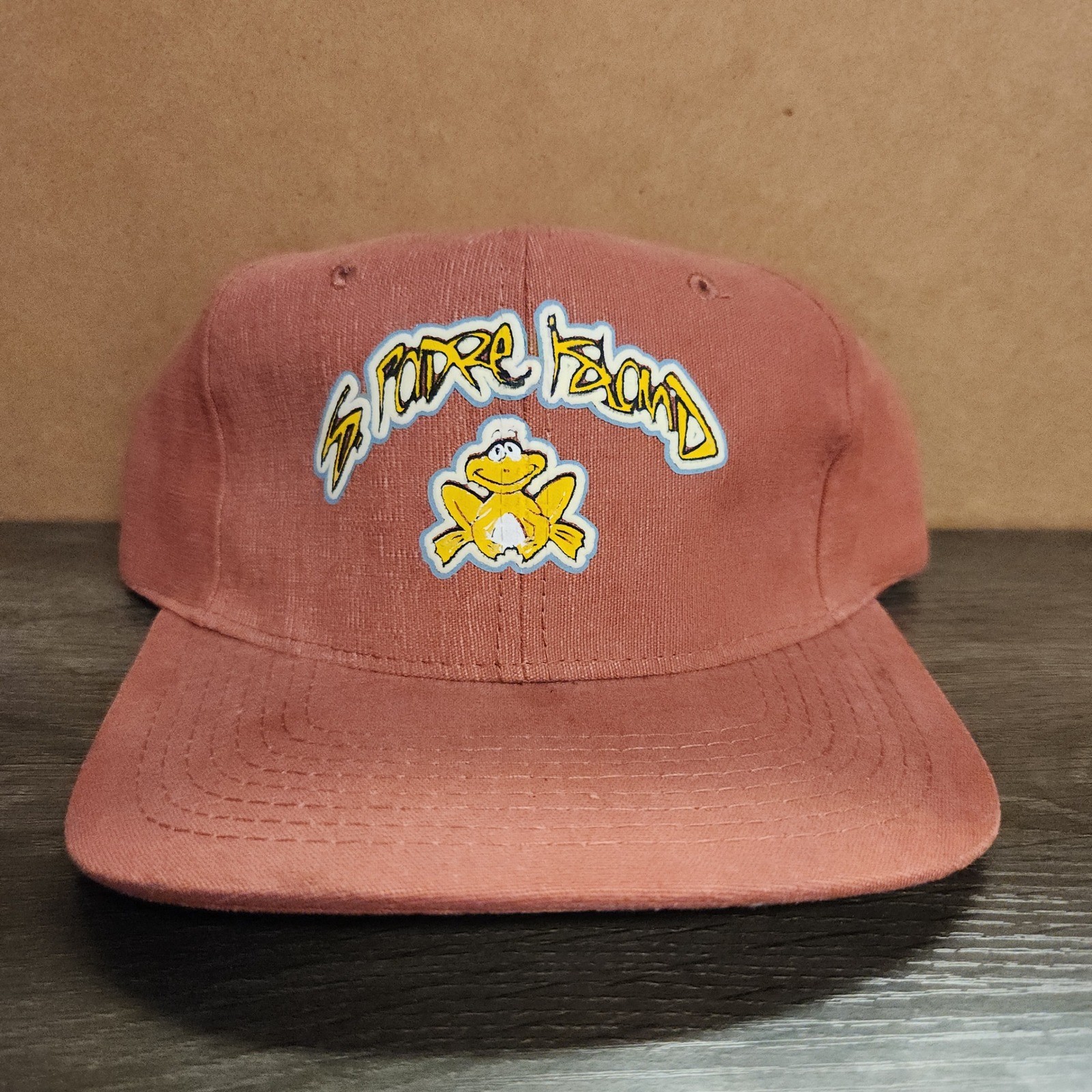 Vintage South Padre Island Frog Snapback Hat Attractive Headwear Salmon Pink