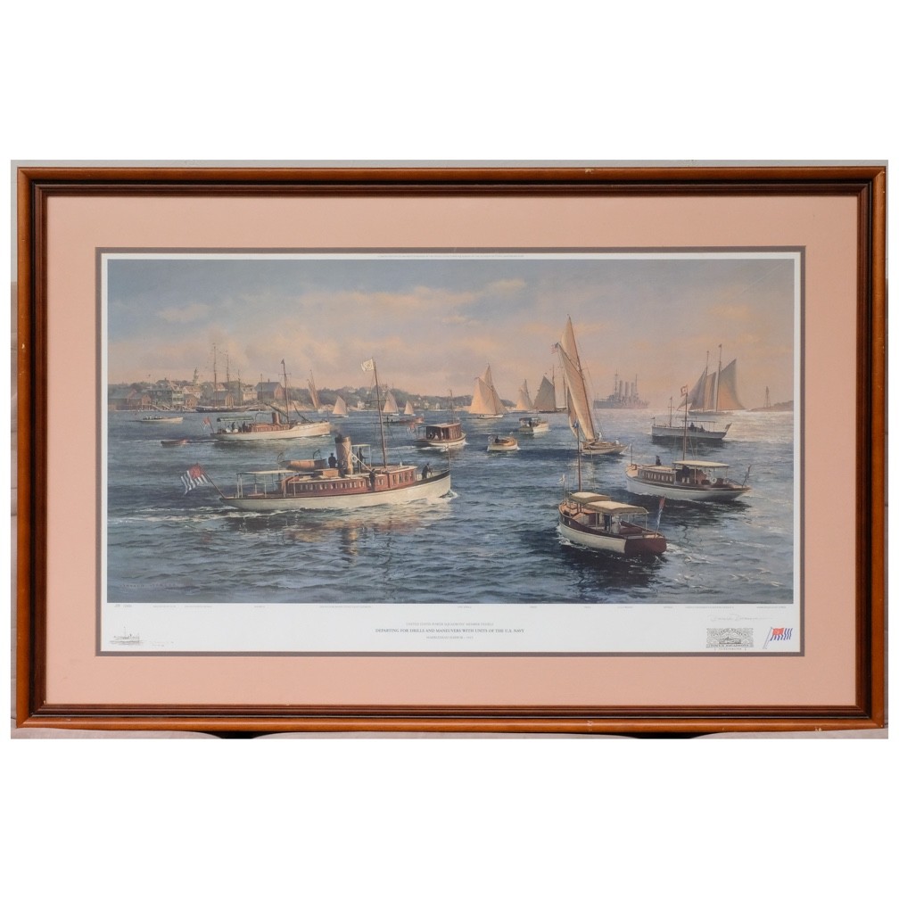 Departing for Drills & Maneuvers by Donald Demers, Signed Framed Print, 40x26