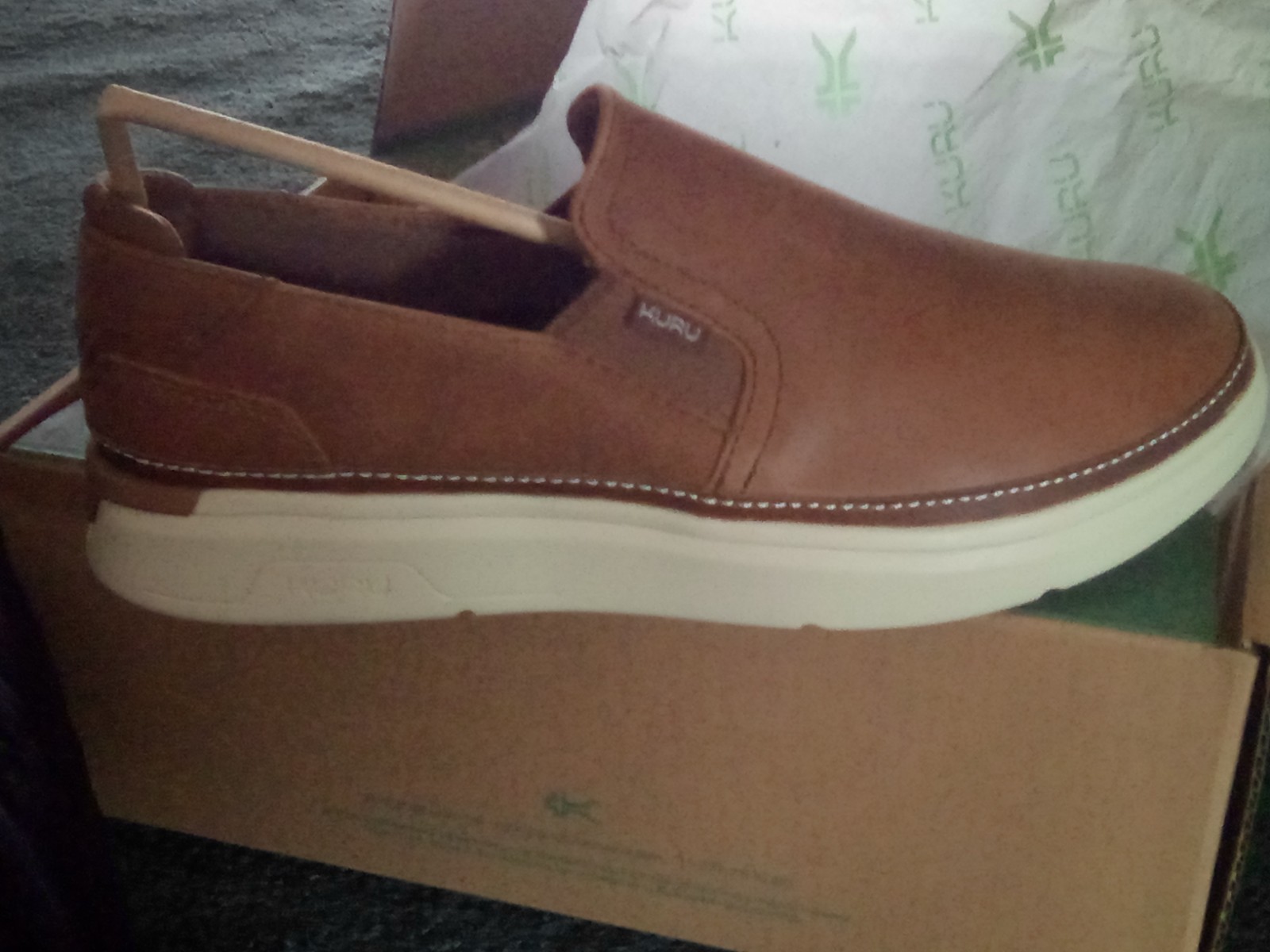 Kuru Roam Atla Womens Shoes Sz 10.5 Brown Leather Comfort Slip On Round Toe