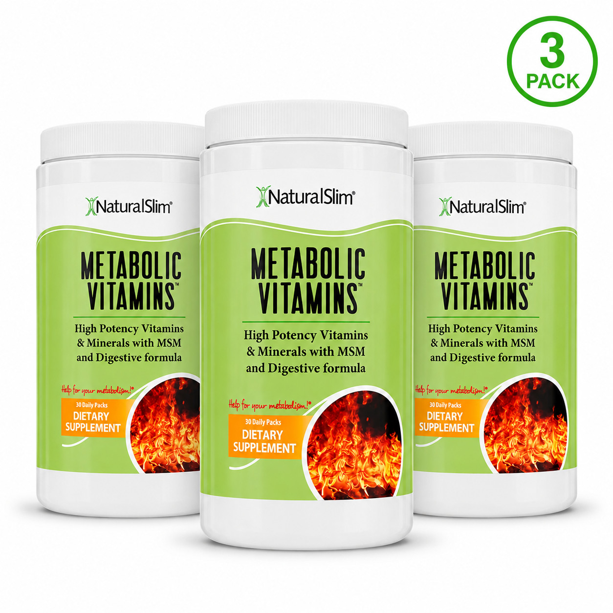 NaturalSlim Metabolic Vitamins B Complex Minerals 30 Packets 3-Pack
