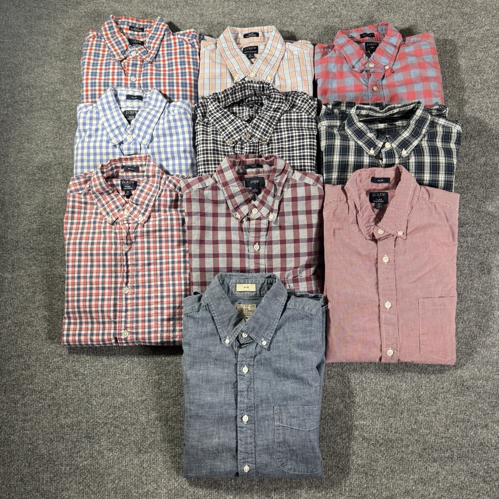 Lot of 10 J.Crew Dress Shirts Men’s M Slim Fit Button Down Oxford Cotton Plaid Lot of 10 J.Crew Dress Shirts Men’s M Slim Fit Button Down Oxford Cotton Plaid