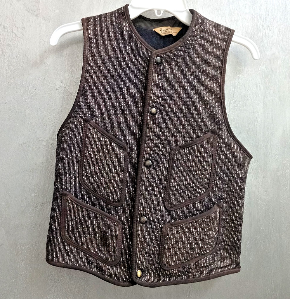 True VTG Browns Beach Cloth Jacket Snap Front Vest Wool Small Chore 40s 50s True VTG Browns Beach Cloth Jacket Snap Front Vest Wool Small Chore 40s 50s