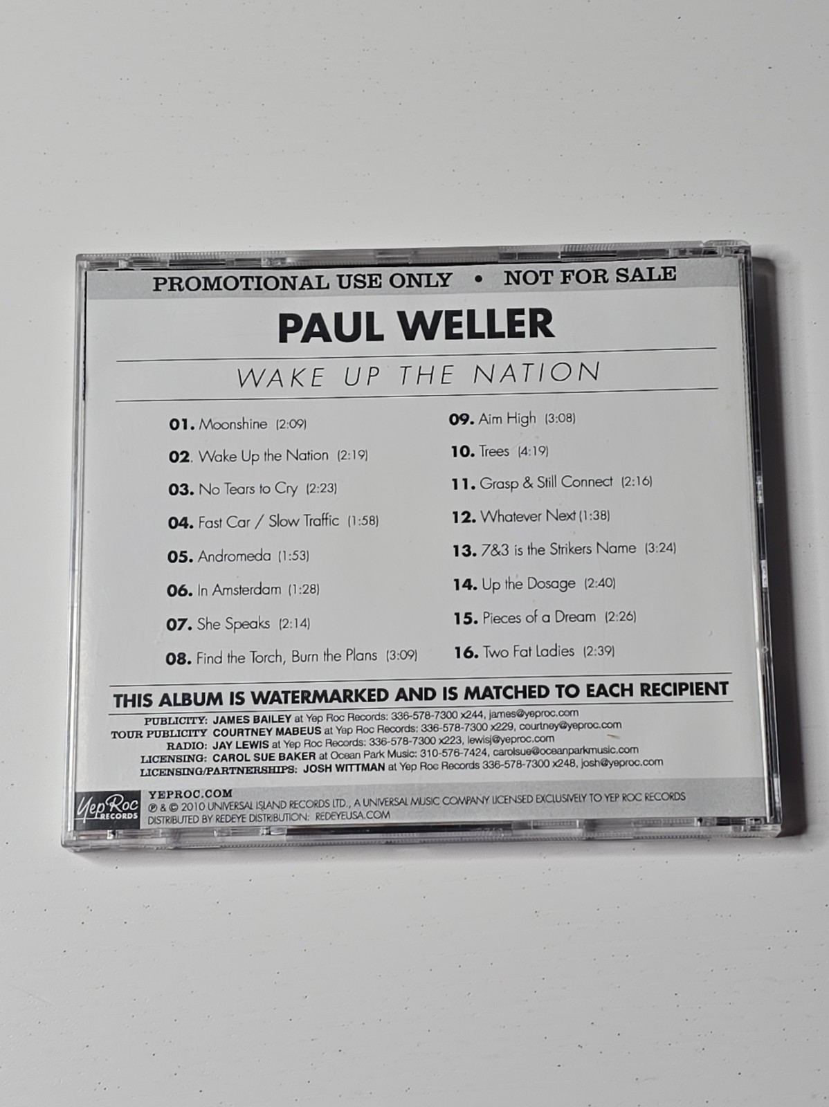 PAUL WELLER/Wake Up The Nation CD 2010 US PROMO Advance Yep Rock Rec. Numbered PAUL WELLER/Wake Up The Nation CD 2010 US PROMO Advance Yep Rock Rec. Numbered