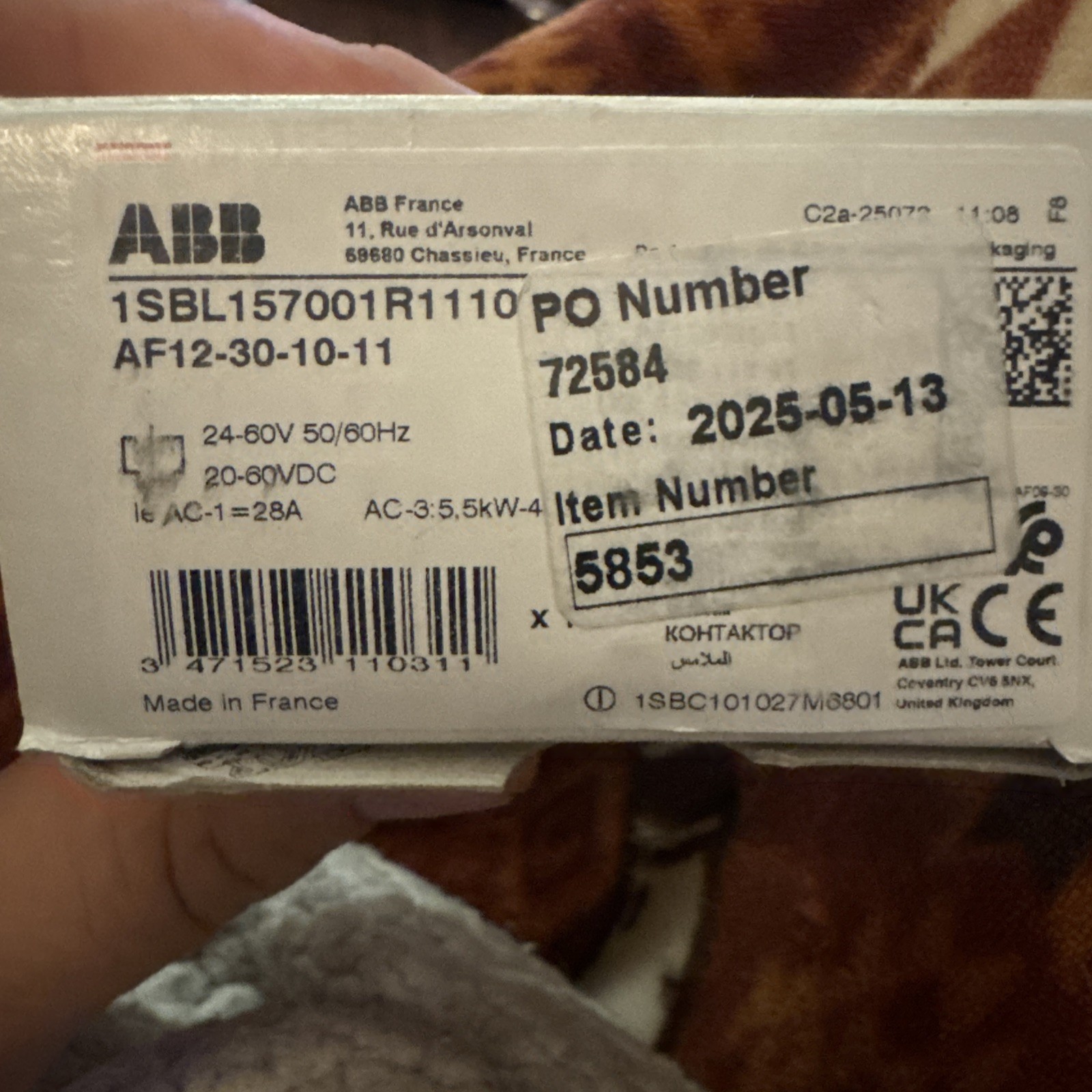ABB AF12-30-10 24V 5,5kW 1SBL157001R1110 Brand New and Original3-5Days Delivery
