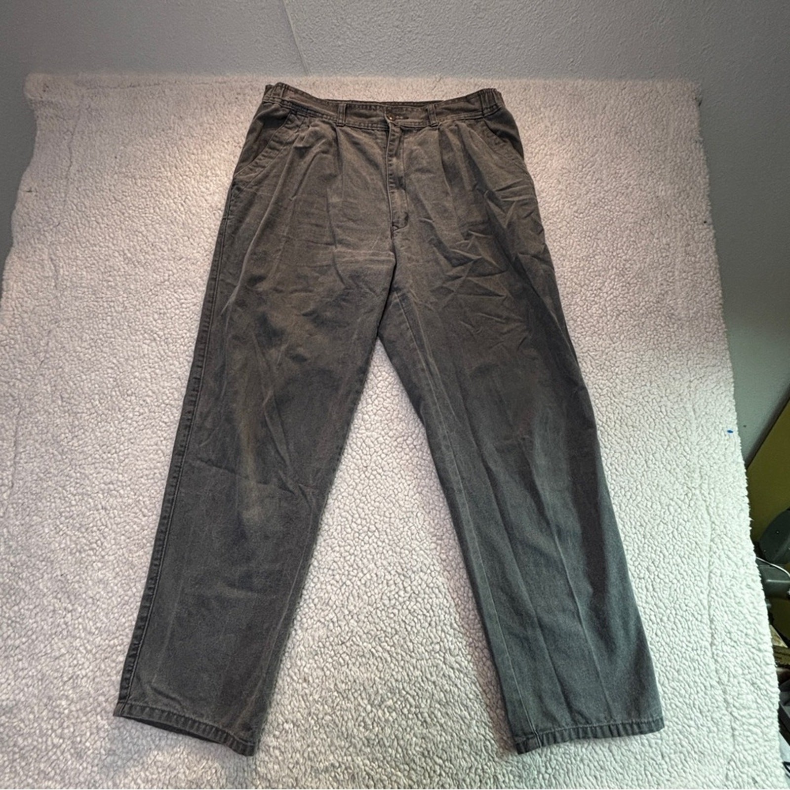 VTG Brittania Pleated Cotton Pants Gray Made in Hong Kong 90s Vintage 34x30