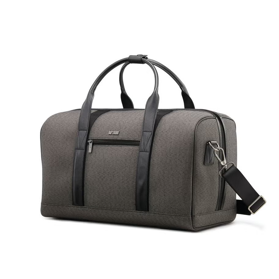 New Hartmann Herringbone Weekend Duffel, Black, Retail $195, 