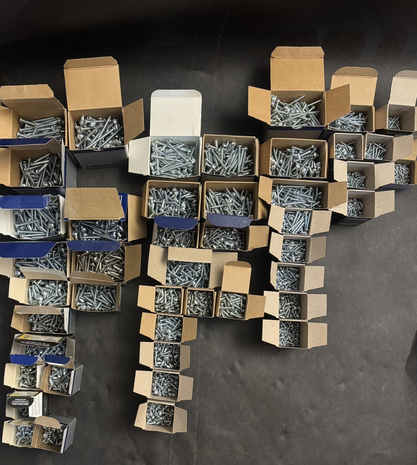 Midwest Fastener Combo Pan Sheet Metal Screws Lot 45 Boxes Sizes: 14,12,10,8,6