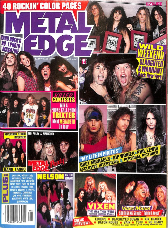 Metal Edge Magazine August 1991 Slaughter / Warrant Vixen