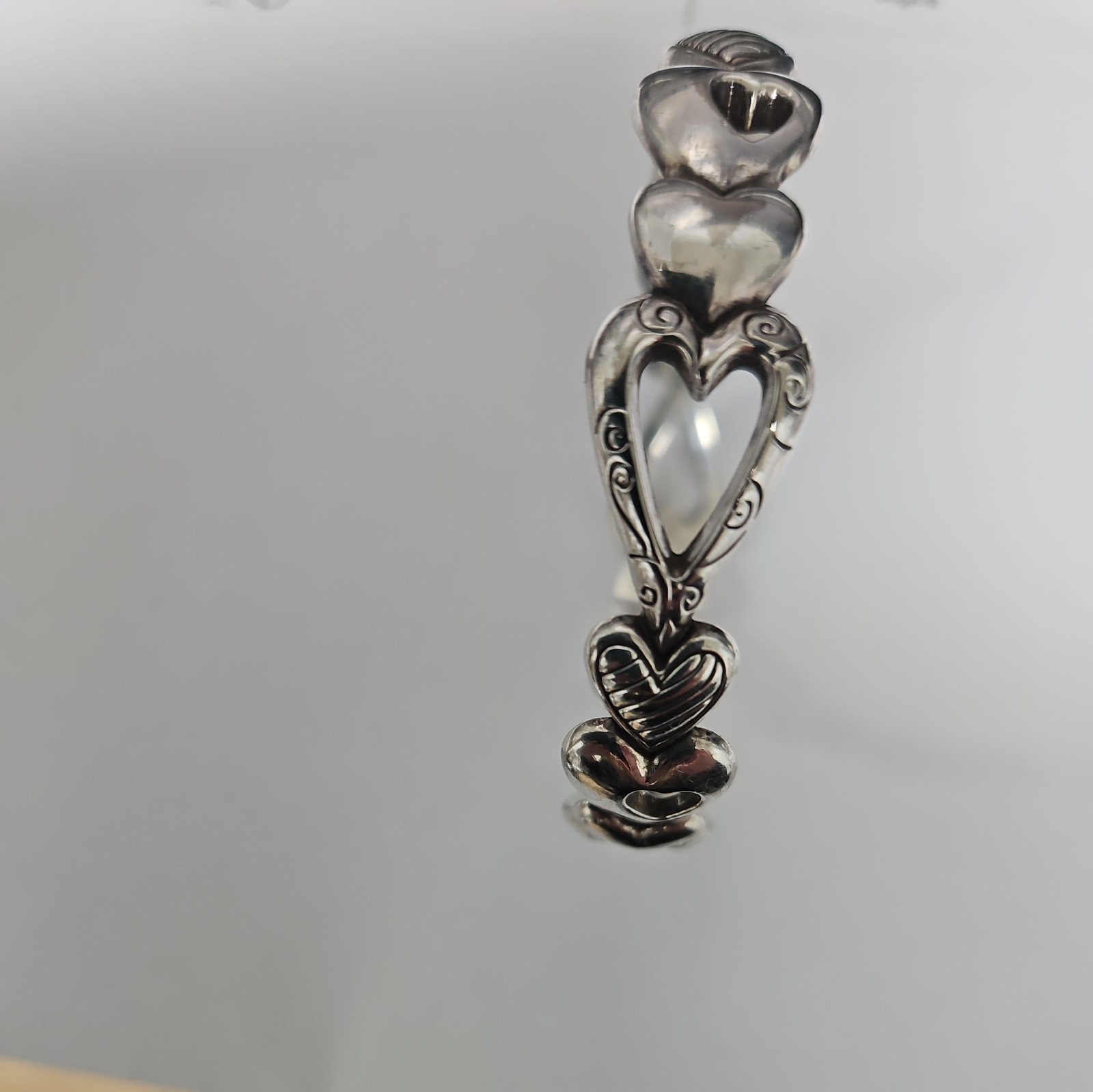 Brighton Open Hearts Bangle Bracelet Silver Plated 2.5 Inch Across