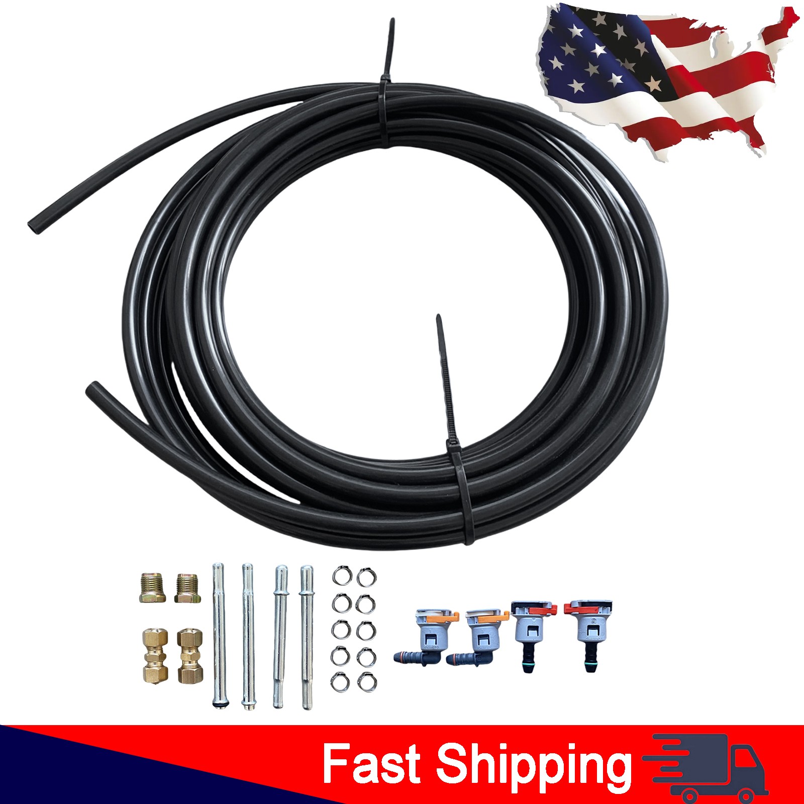 New Fuel Line Repair Kit 5/16 in (8mm) Nylon Fuel Line Replacement Kits Black US