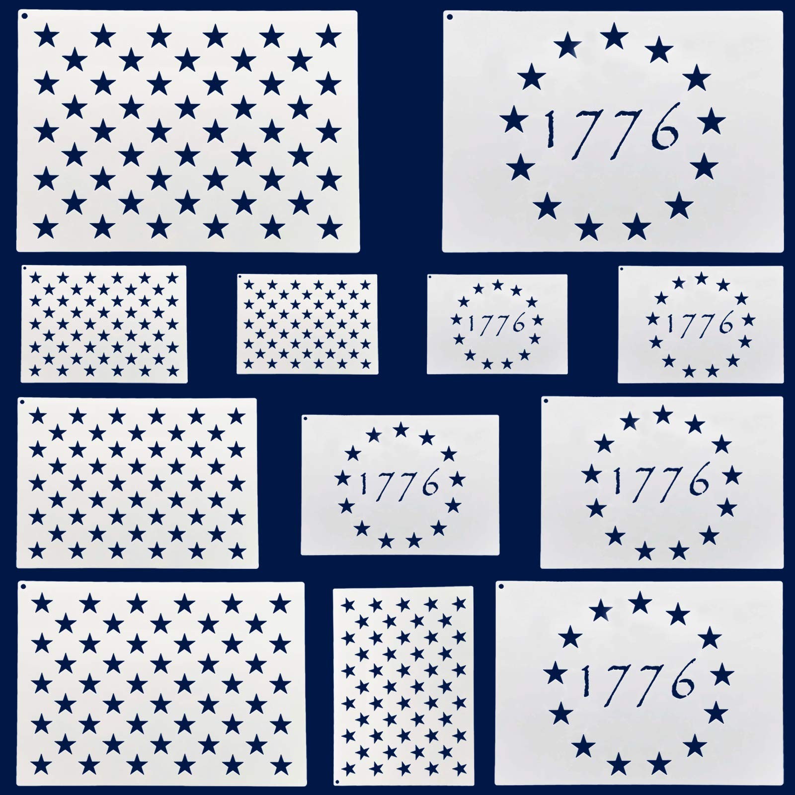 WISYOK American Flag 50 Star Stencils and 13 Stars 1776 Templates, American F...