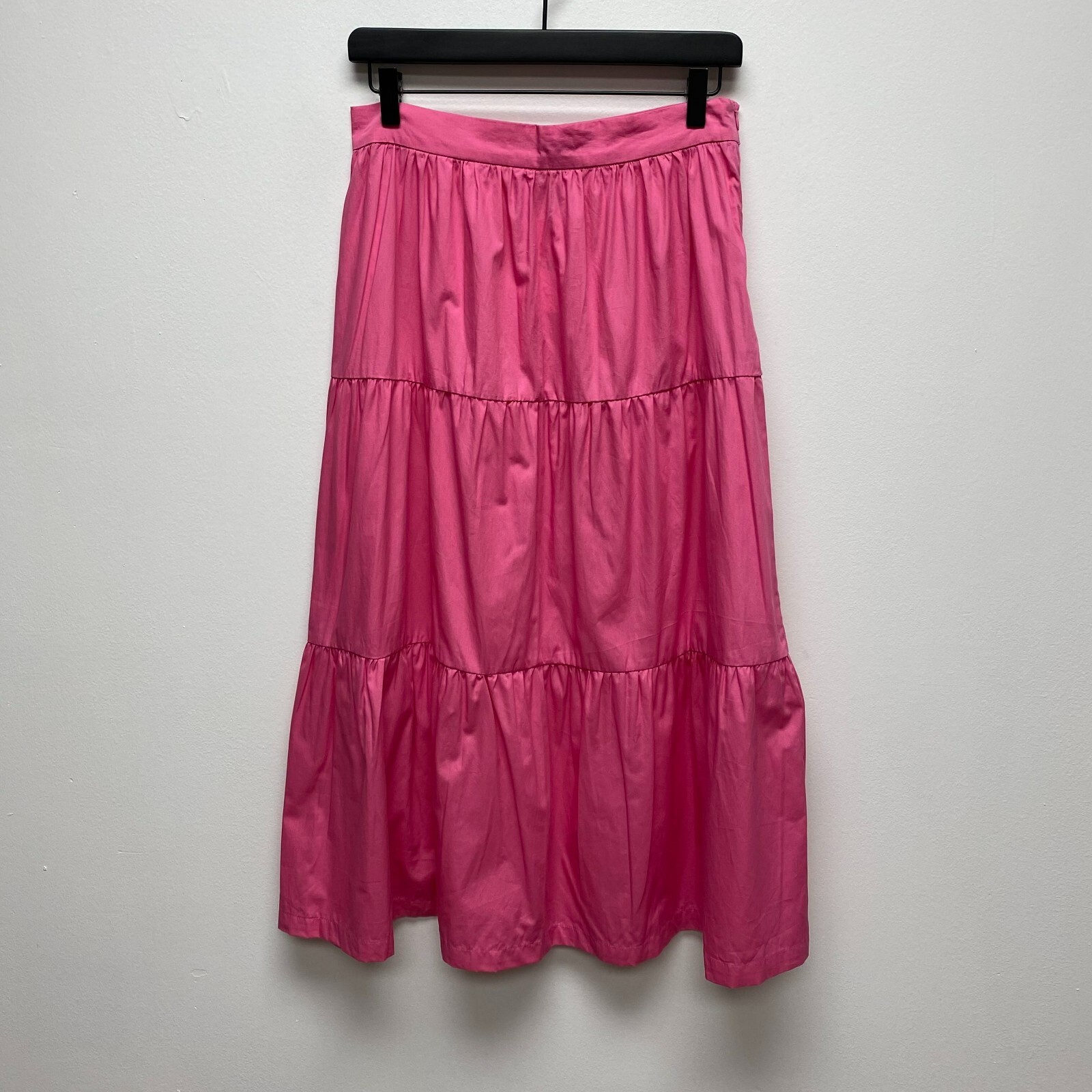 OPT One Pretty Time Womens Pink Solid Side Zip Tiered Cotton Midi Flare Skirt M OPT One Pretty Time Womens Pink Solid Side Zip Tiered Cotton Midi Flare Skirt M