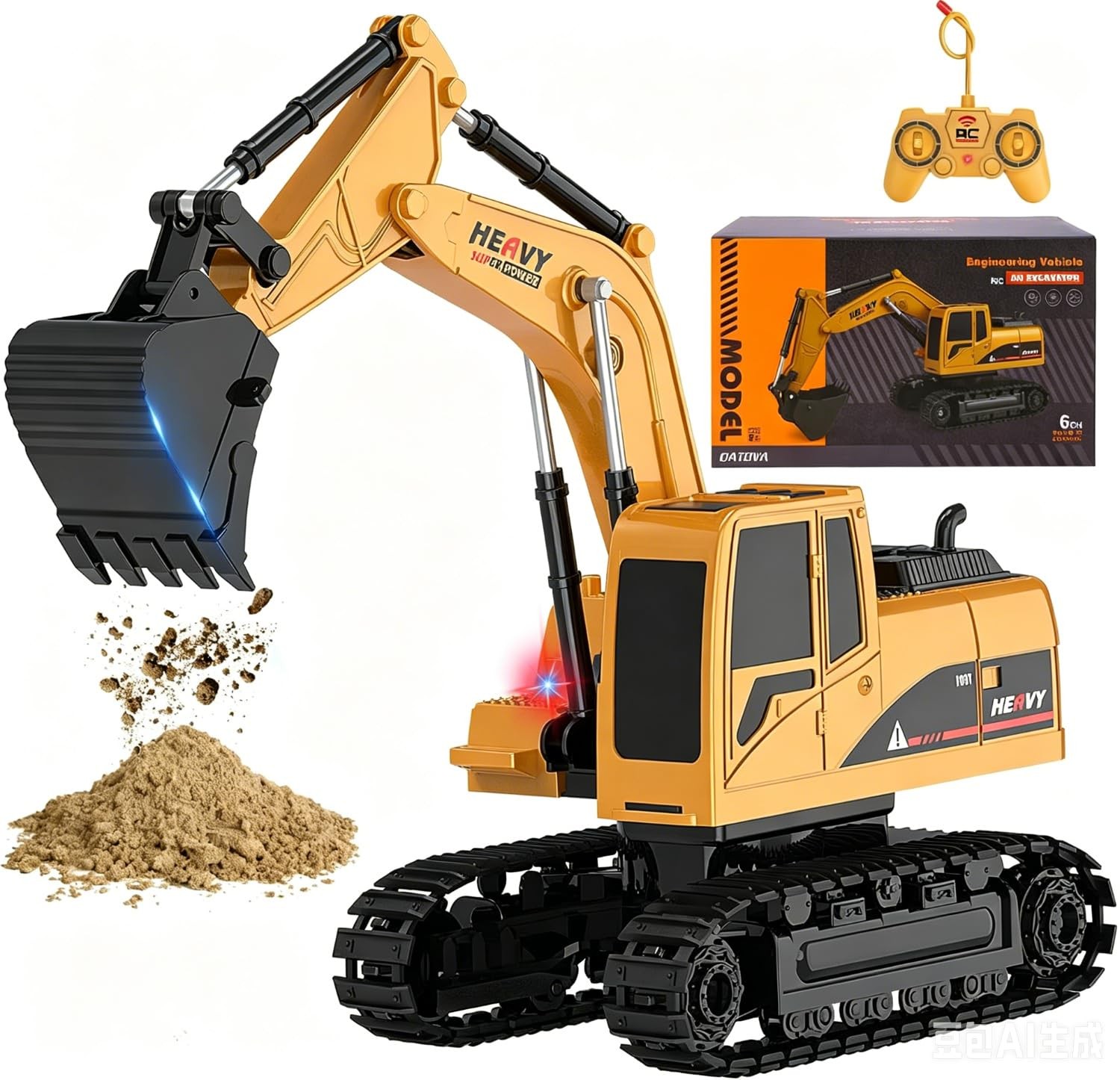 Construction Excavator - Toy Engineering Digger Truck, Remote Control Rechargabl