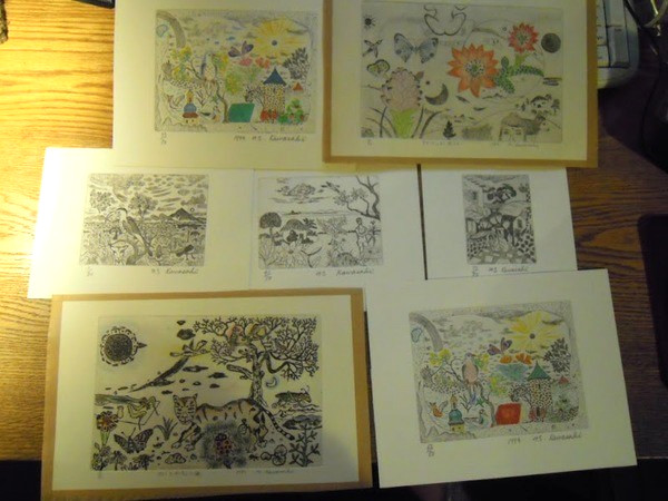 Vintage 1989-1995 Mitsutaka Kawasaki Copperplate Prints 7pcs 22-15cm~8-6cm Japan Vintage 1989-1995 Mitsutaka Kawasaki Copperplate Prints 7pcs 22-15cm~8-6cm Japan