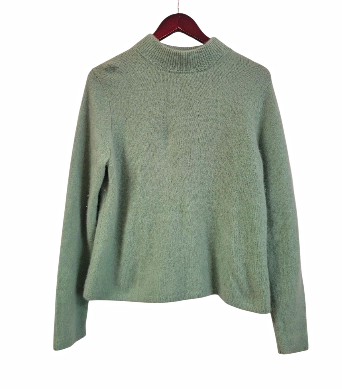 Vintage Preswick & Moore Green 100% Cashmere Sweater Women\'s Large Mock Neck 
