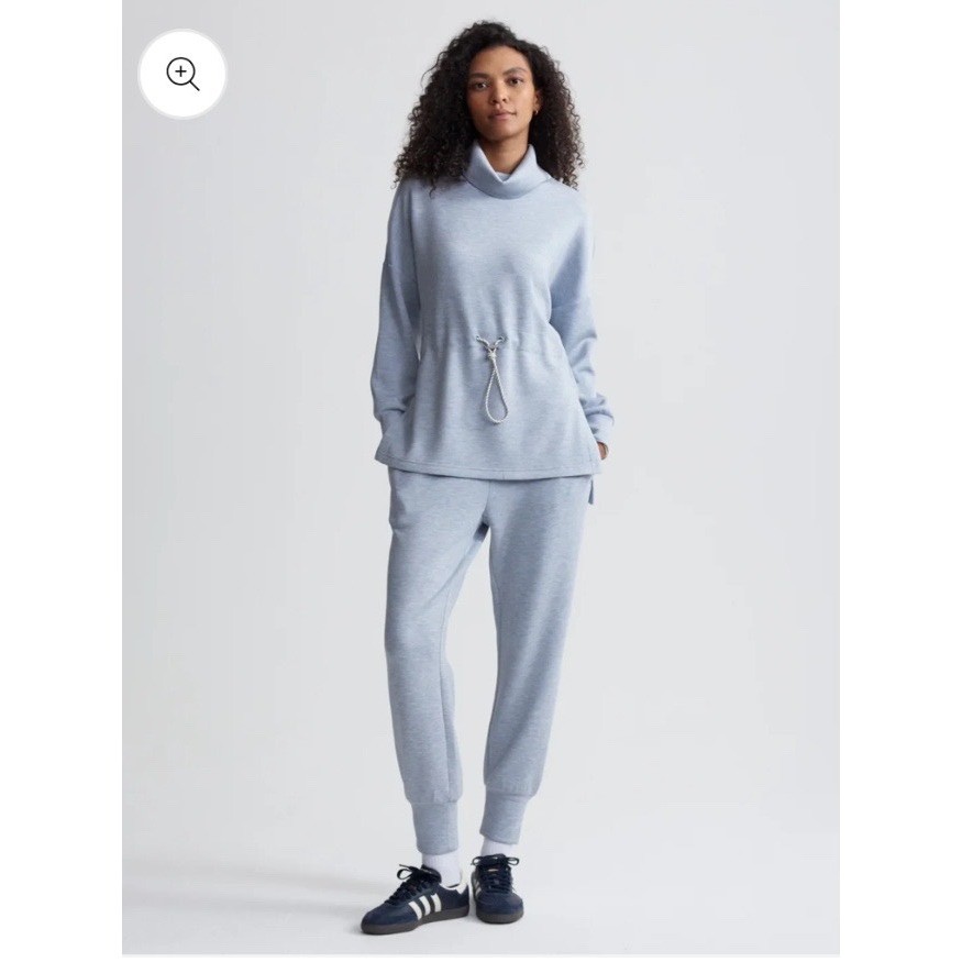 Varley Freya Sweat & Rolled Cuff Pant Set Blue Marl Double Soft Loungewear Med