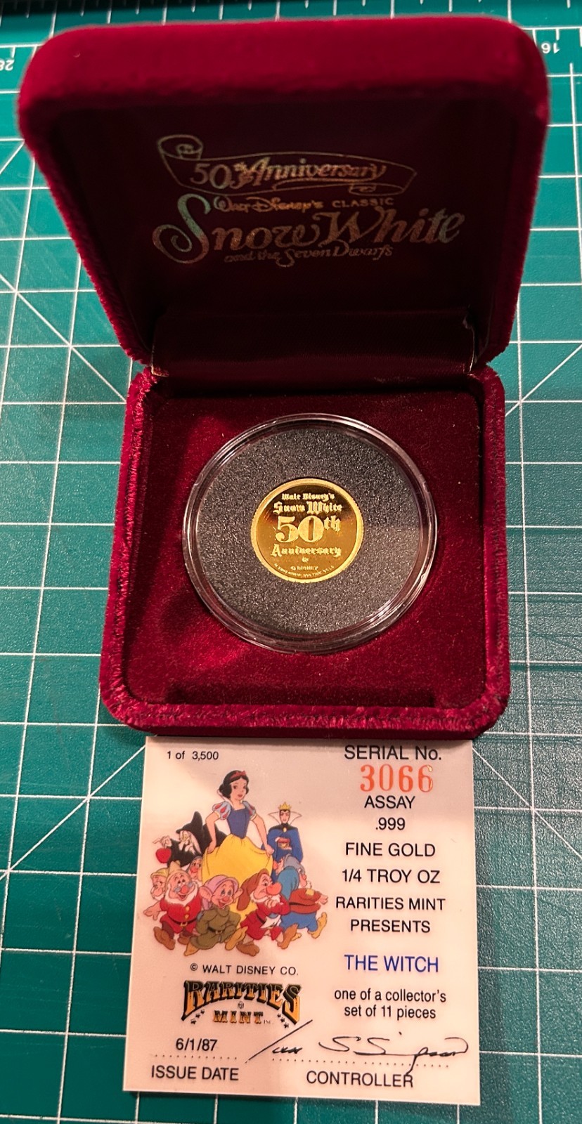 1987 Official Disney Gold 1/4 oz. The Witch of Snow White Series 1987 Official Disney Gold 1/4 oz. The Witch of Snow White Series