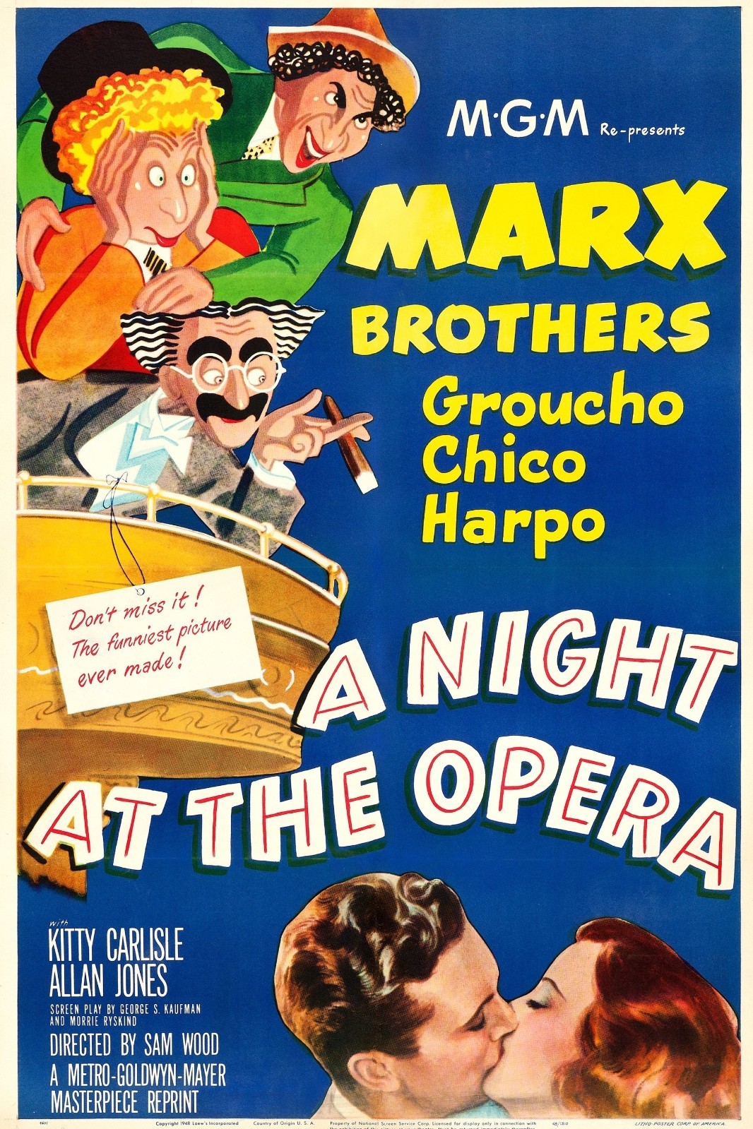 A Night at the Opera Marx Brothers Classic Comedy Movie Poster