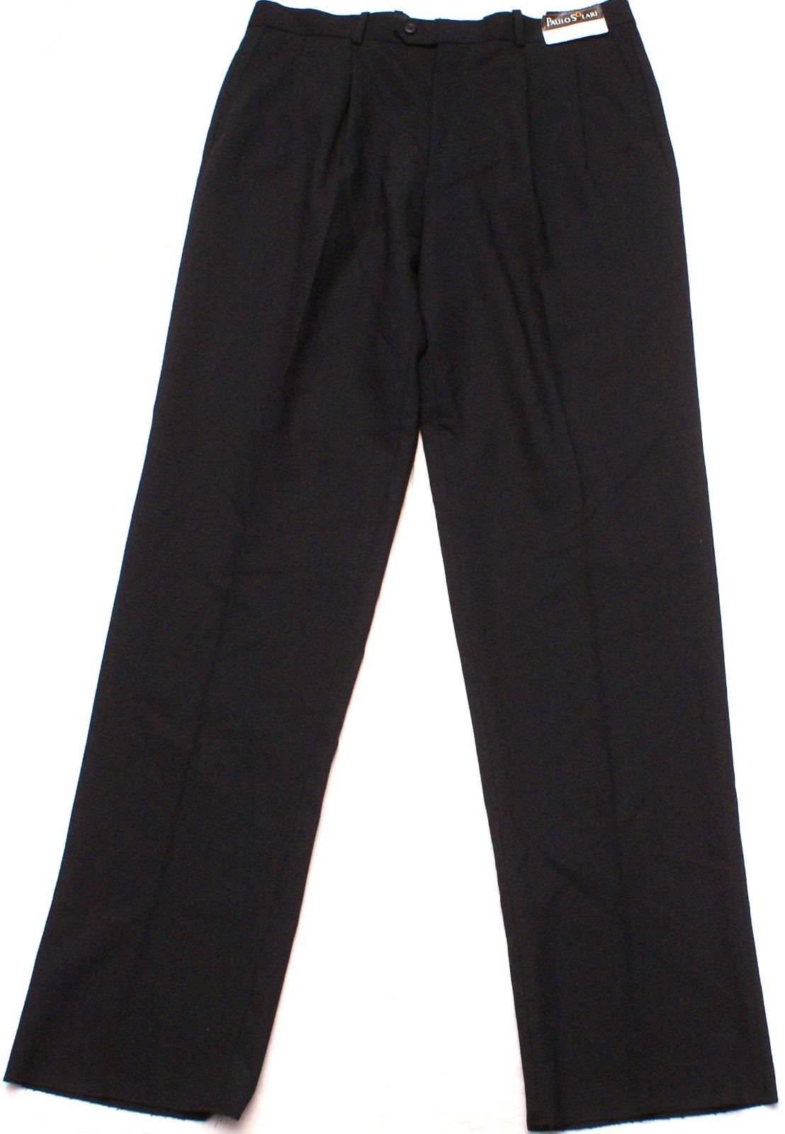 Mens Paulo Solari 100% Wool Pleated Black Dress Pants Size 38, NEW