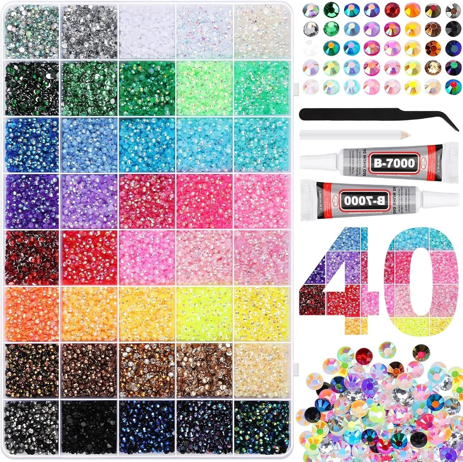 50000Pcs Bedazzler Kit with Rhinestones, Bedazzling Kit 40 Colors 3mm with 50000Pcs Bedazzler Kit with Rhinestones, Bedazzling Kit 40 Colors 3mm with